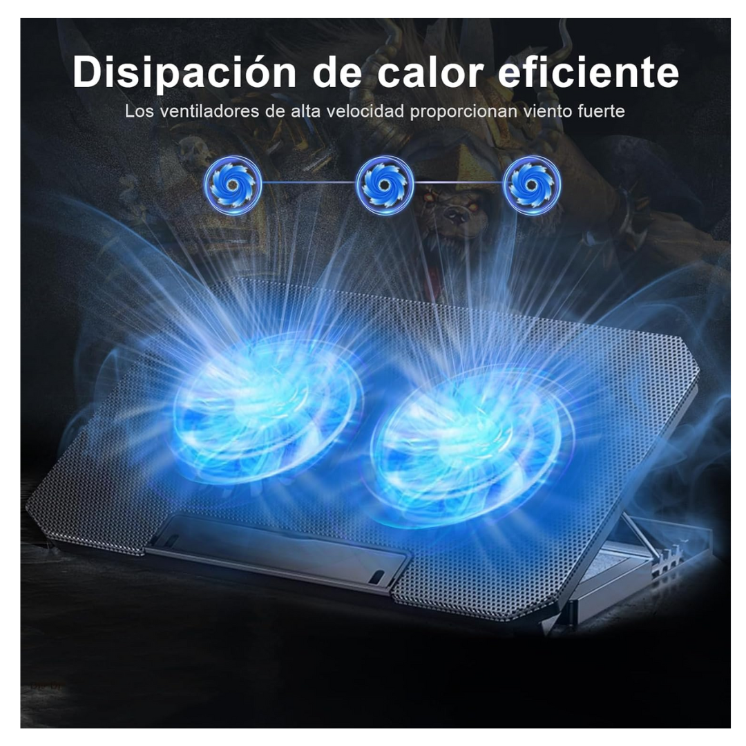 COOLER VENTILADOR LAPTOP 9' A 17' 6 NIVELES 2 PUERTO USB - 2
