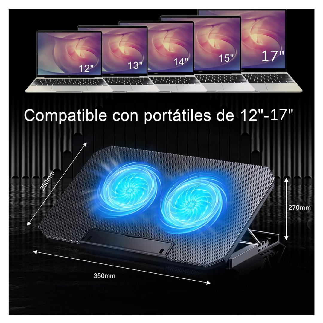 COOLER VENTILADOR LAPTOP 9' A 17' 6 NIVELES 2 PUERTO USB - 3