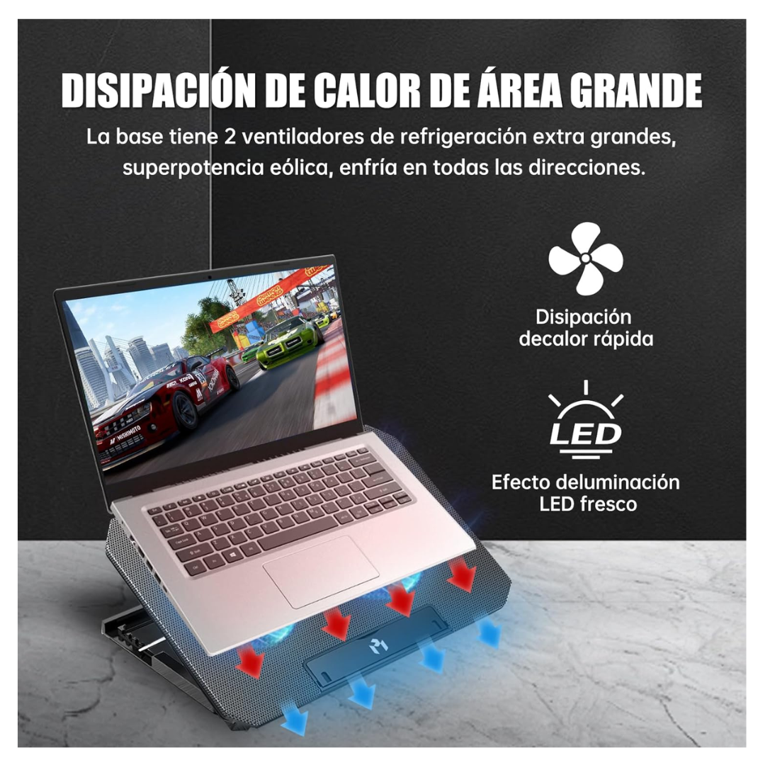 COOLER VENTILADOR LAPTOP 9' A 17' 6 NIVELES 2 PUERTO USB - 4
