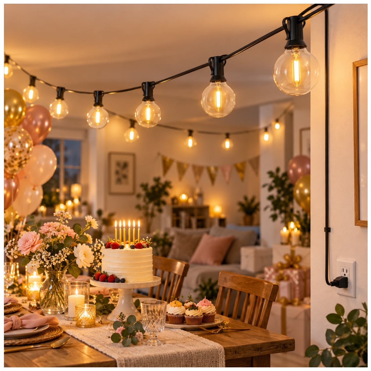 GUIRNALDA LUCES VINTAGE COLGANTE 25 FOCOS 15 METROS LED JARDIN EVENTOS DECORACIONES - 6