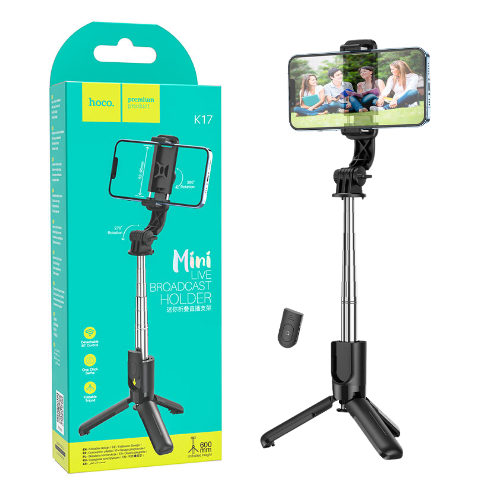 SOPORTE TRIPODE K17 SOPORTE HOCO PARA TELEFONOS MOVILES + CONTROL - 1