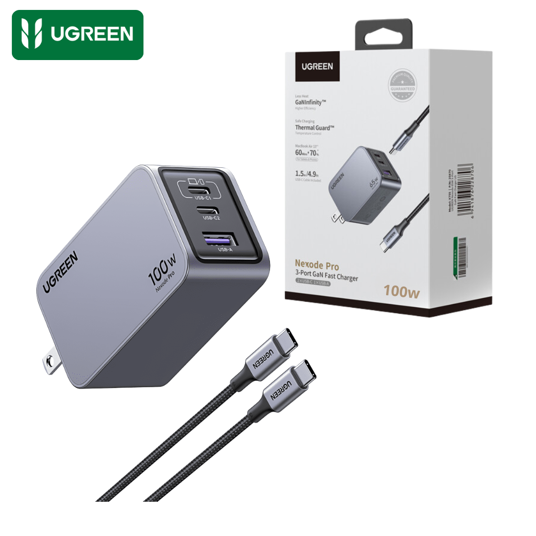 Ugreen Cargador Macbook Laptop Carga Rapida 100W USB 2 TIPO-C 1 USB - 1