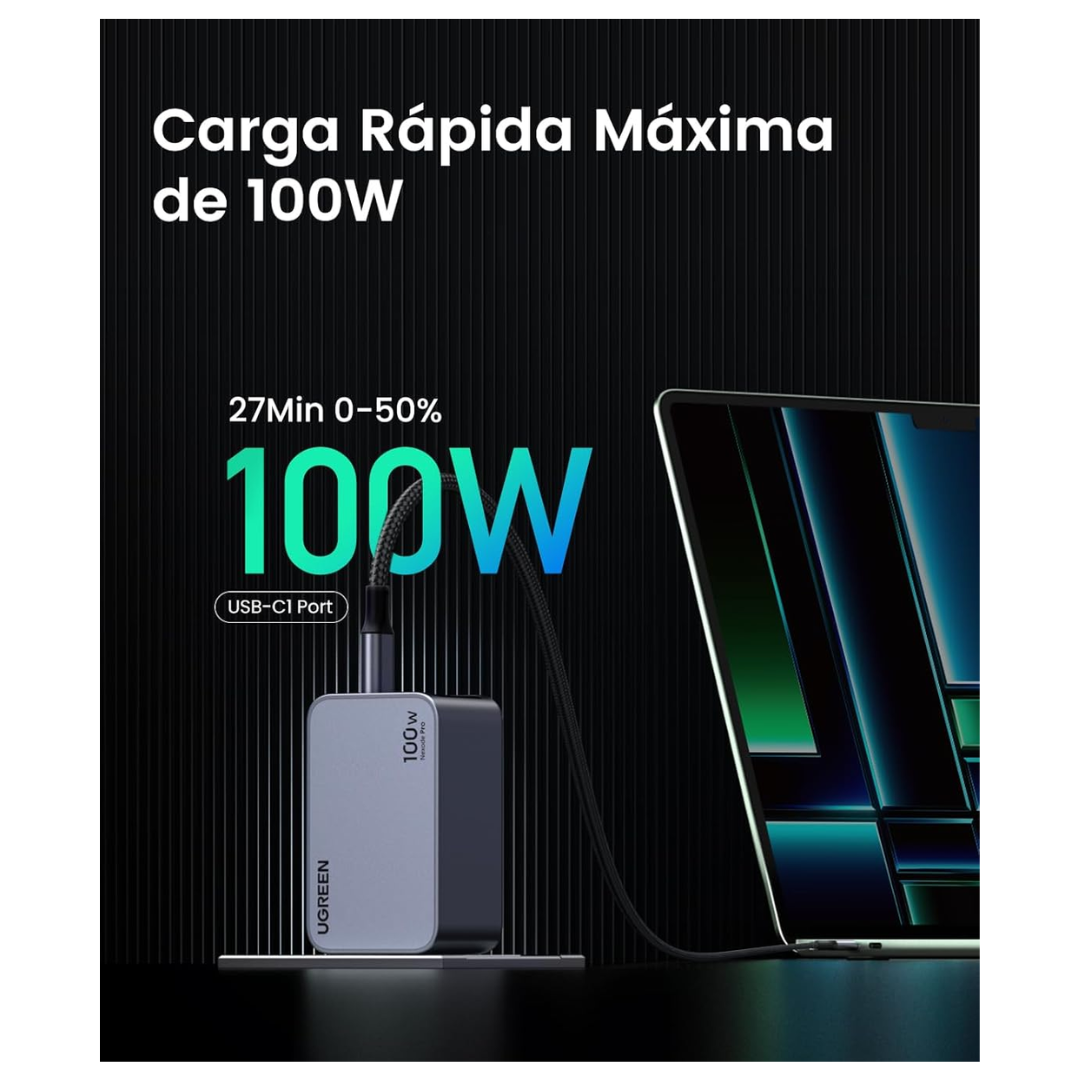 Ugreen Cargador Macbook Laptop Carga Rapida 100W USB 2 TIPO-C 1 USB - 2
