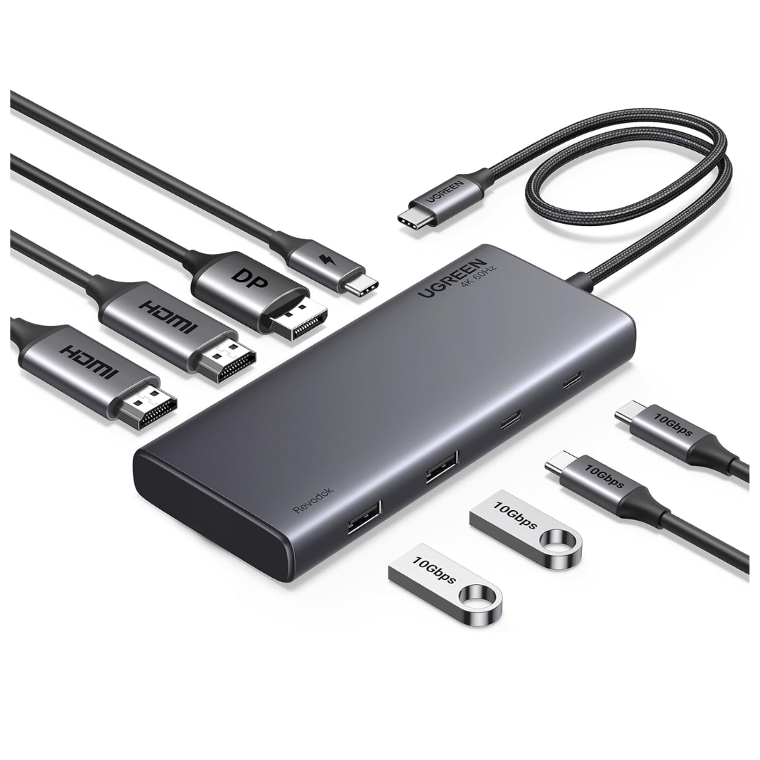 ADAPTADOR UGREEN HUB REVODOK 8 EN 1 HDMI DP 4K 60HZ USB TIPO-C - 1
