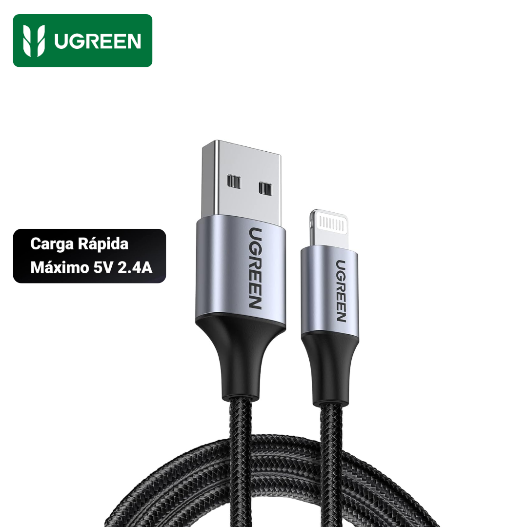 CABLE USB A LIGHTNING UGREEN 1 METRO 2A CARGA RÁPIDA COMPATIBLE IPAD - 1