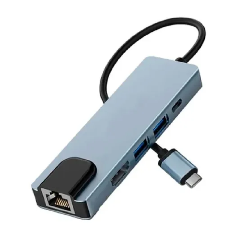 HUB ADAPTADOR USB-C 5 EN 1 SEISA CONVERTIDOR HDMI 4K RJ45 USB TIPO-C - 2