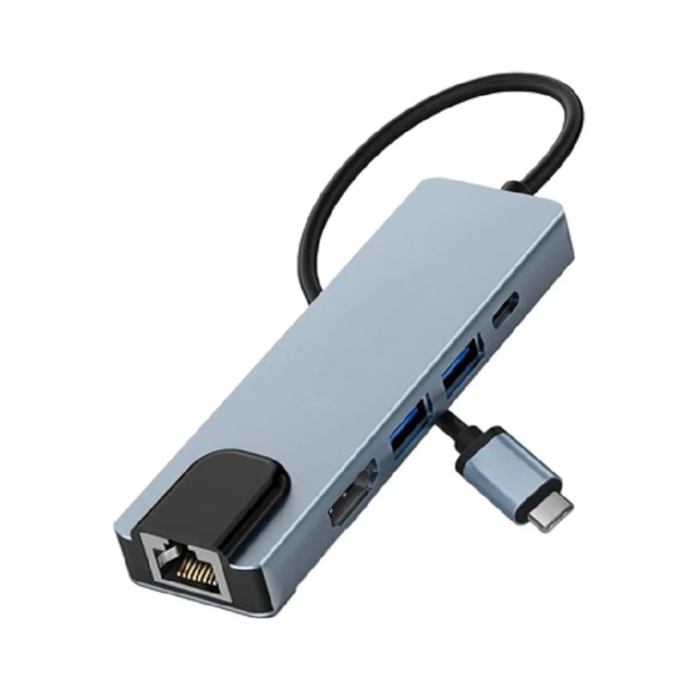 HUB ADAPTADOR USB-C 5 EN 1 SEISA CONVERTIDOR HDMI 4K RJ45 USB TIPO-C - 5