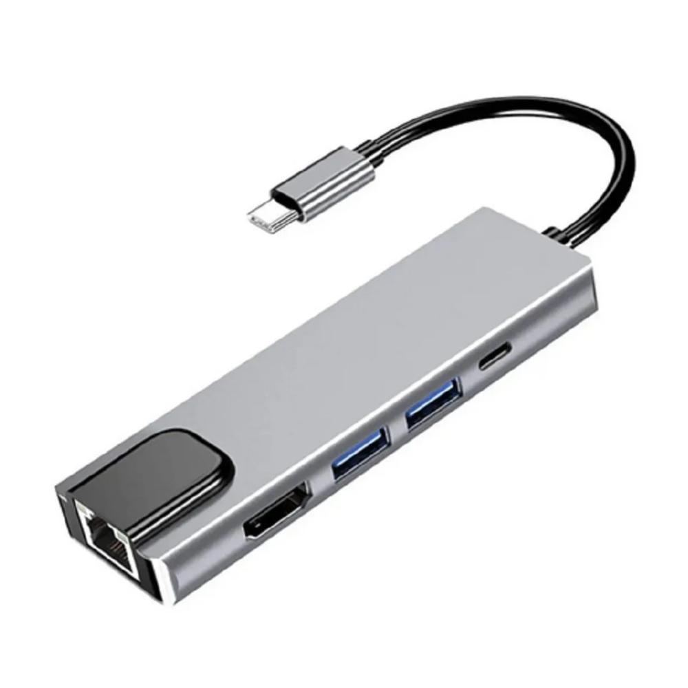 HUB ADAPTADOR USB-C 5 EN 1 SEISA CONVERTIDOR HDMI 4K RJ45 USB TIPO-C - 6