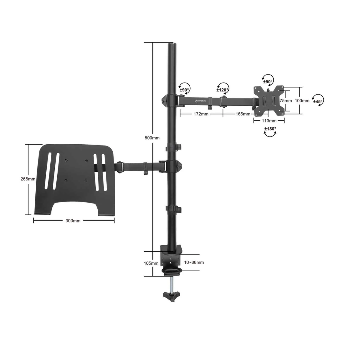 SOPORTE 2 EN 1 PARA MONITOR Y LAPTOP 13-32' Y LAPTOP DE 10 A 17' CON BRAZO ARTICULADO ERGONÓMICO - 3