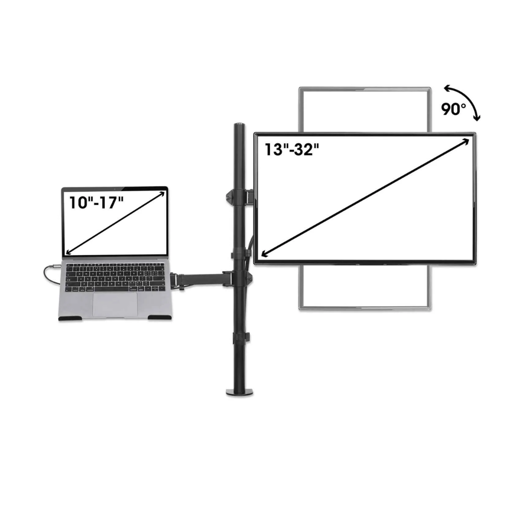 SOPORTE 2 EN 1 PARA MONITOR Y LAPTOP 13-32' Y LAPTOP DE 10 A 17' CON BRAZO ARTICULADO ERGONÓMICO - 4