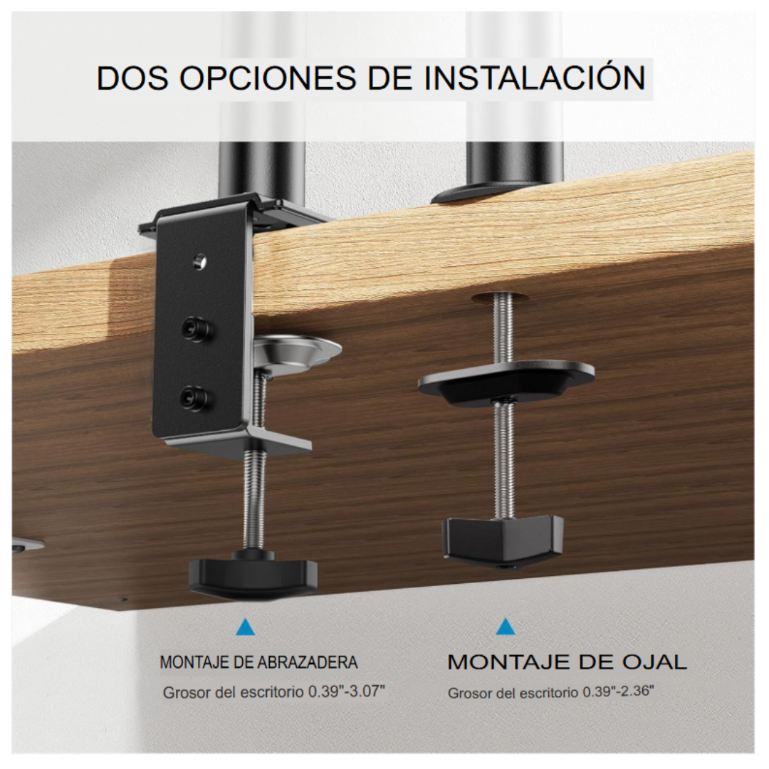SOPORTE 2 EN 1 PARA MONITOR Y LAPTOP 13-32' Y LAPTOP DE 10 A 17' CON BRAZO ARTICULADO ERGONÓMICO - 6