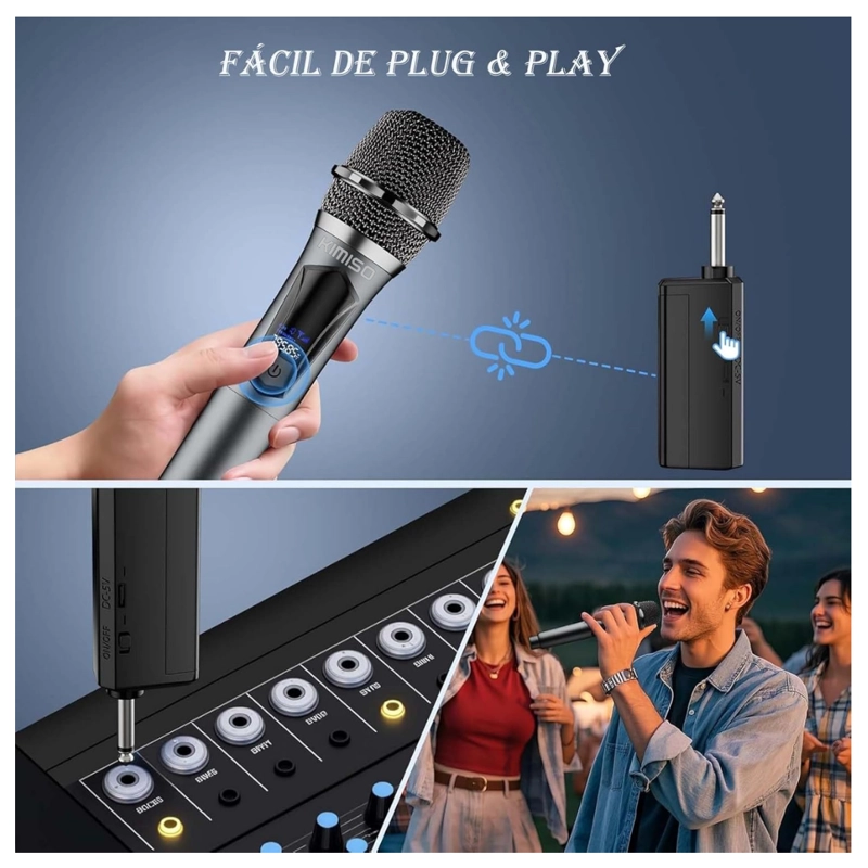 MICRÓFONO INALÁMBRICO KARAOKE DUAL 2 EN 1 RECARGABLE PARA EVENTOS KMS-902MC - 6