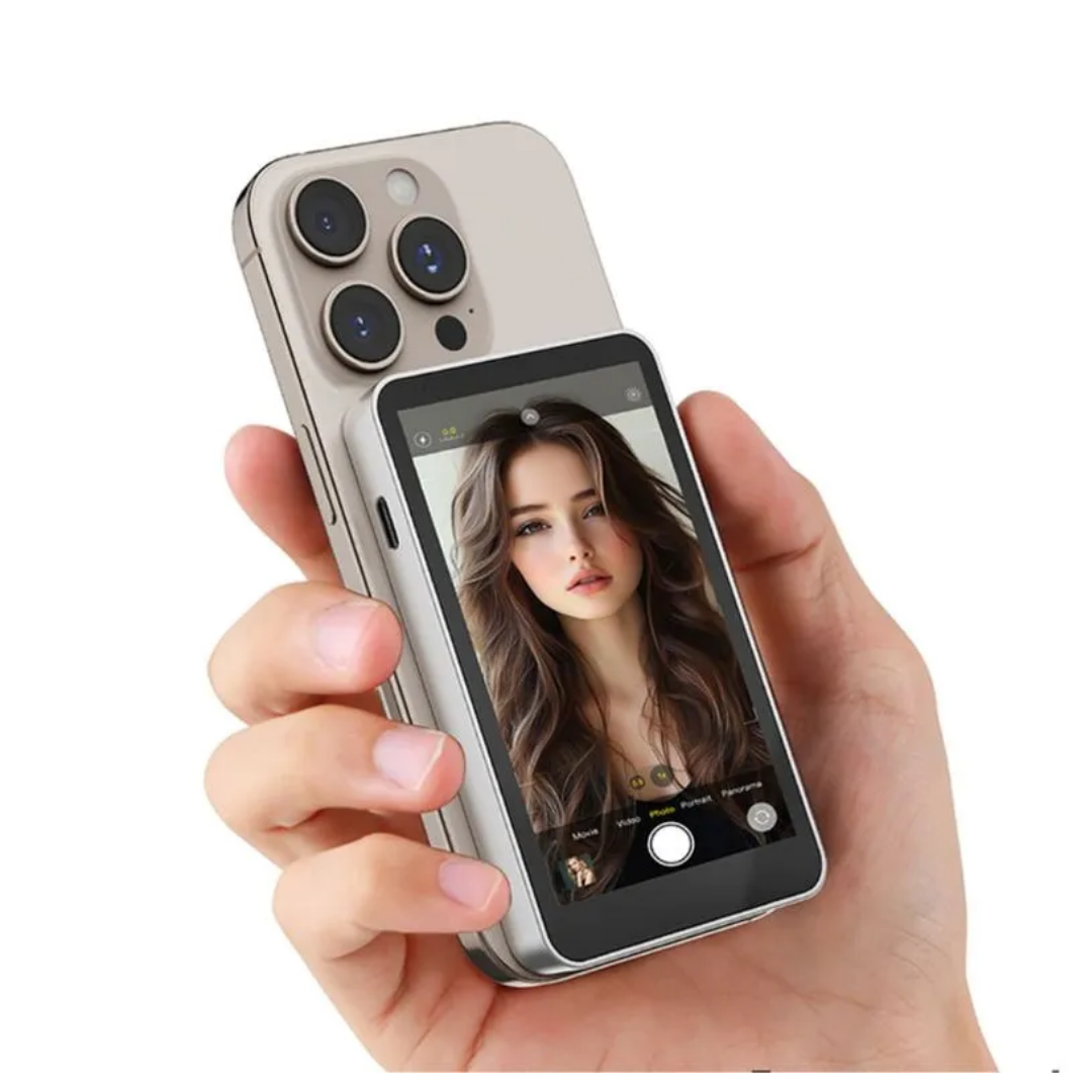PANTALLA SELFIE MAGNÉTICA PARA IPHONE Y ANDROID CON CONTROL BLUETOOTH Y BRILLO AJUSTABLE SELFIE T1 - GRIS - 5