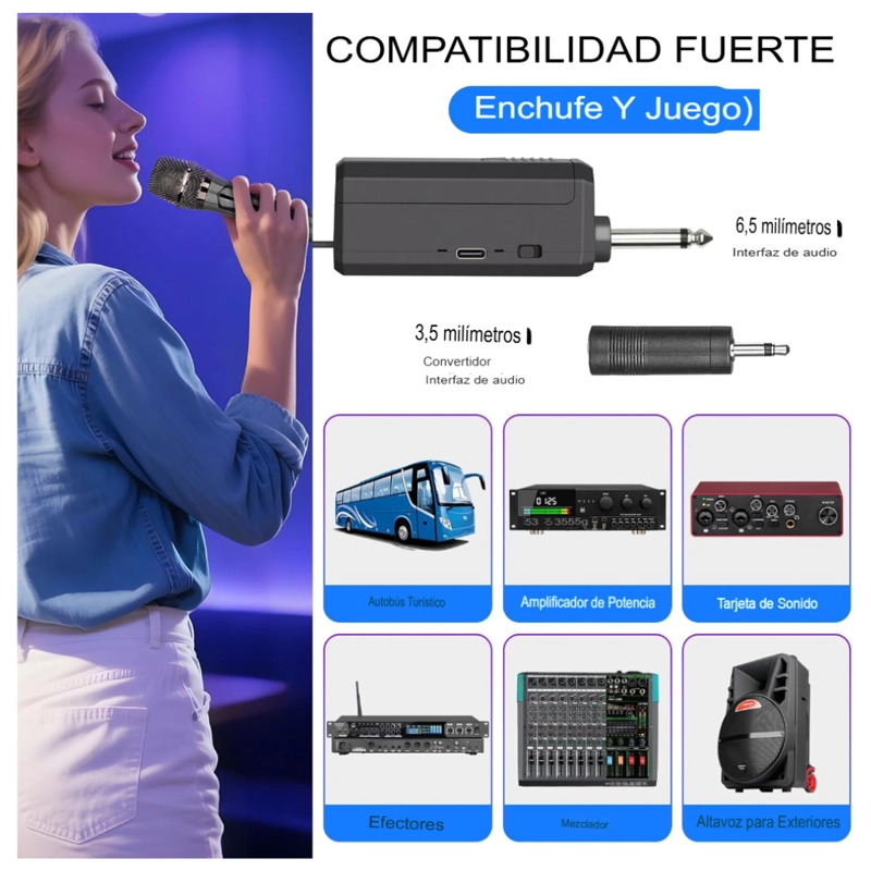 MICRÓFONO INALÁMBRICO KARAOKE DUAL 2 EN 1 RECARGABLE PARA EVENTOS KMS-902MC - 5