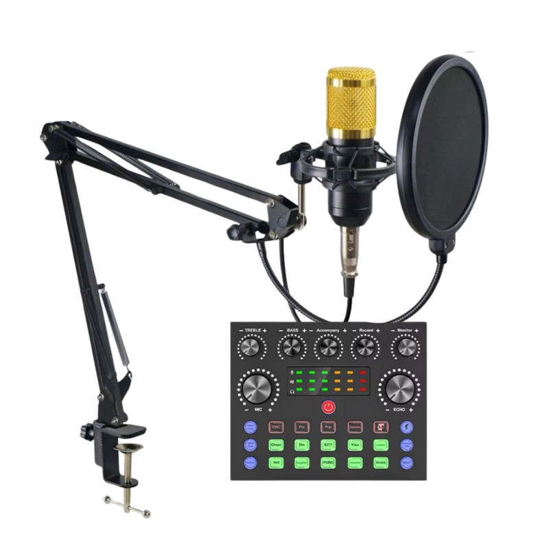 KIT BM-800+V8STZ CONSOLA DE SONIDO + MICROFONO DORADO - 4