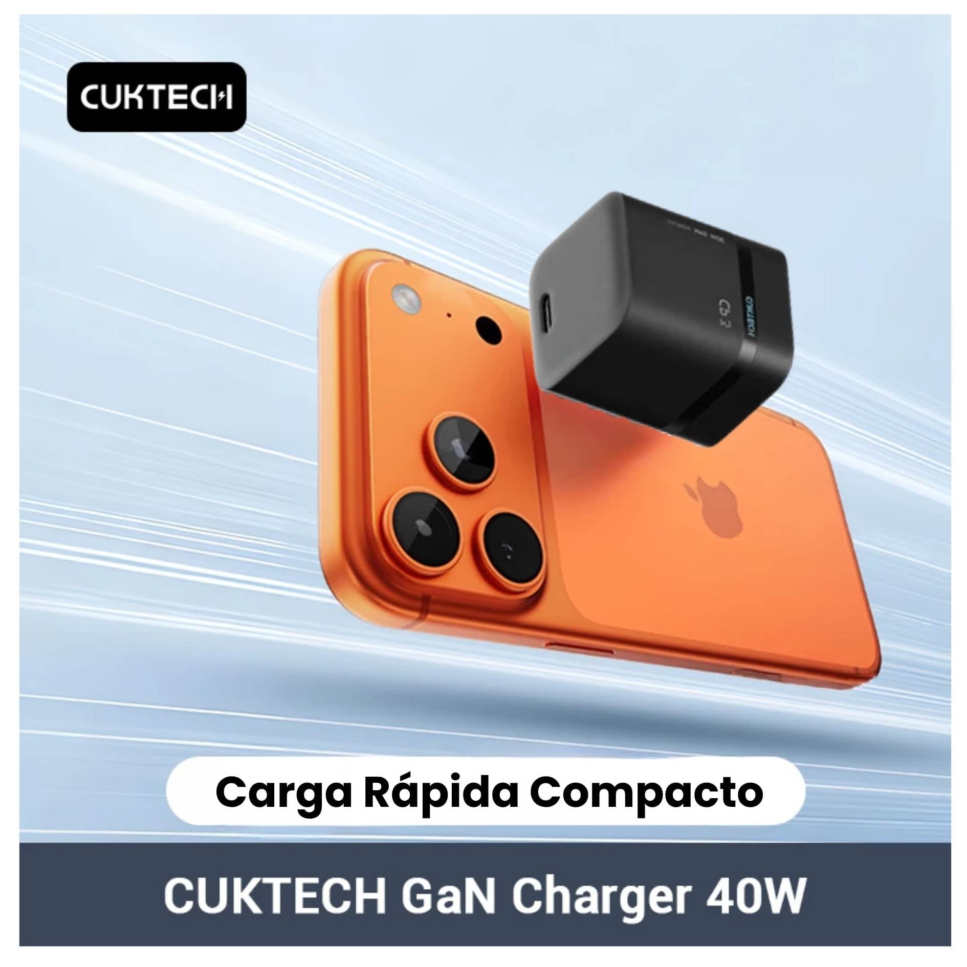 CARGADOR CUKTECH CARGA RÁPIDO 40W PARA IPHONE, IPAD, SAMSUNG HONOR  XIAOMI - 2