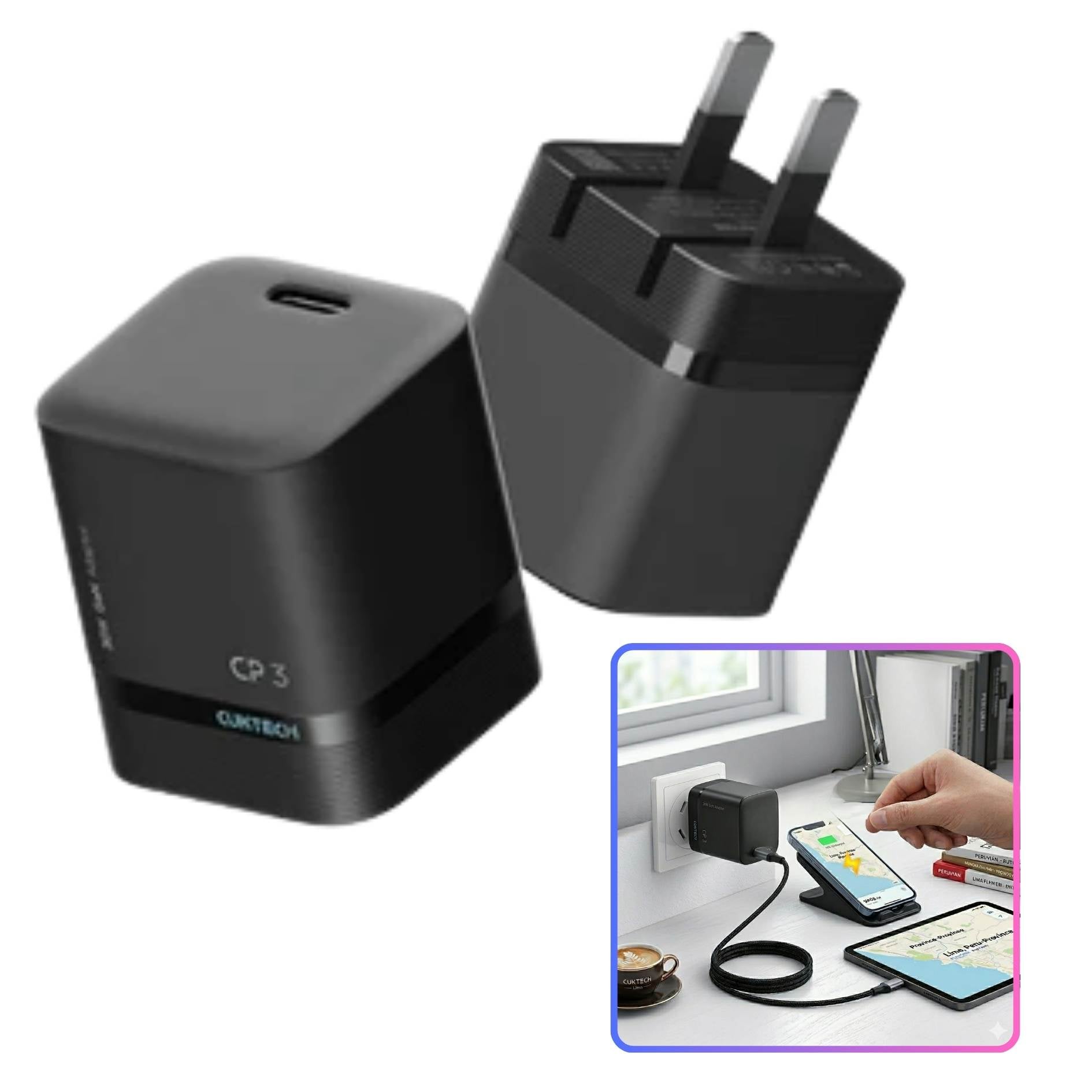 CARGADOR CUKTECH CARGA RÁPIDO 40W PARA IPHONE, IPAD, SAMSUNG HONOR  XIAOMI - 4