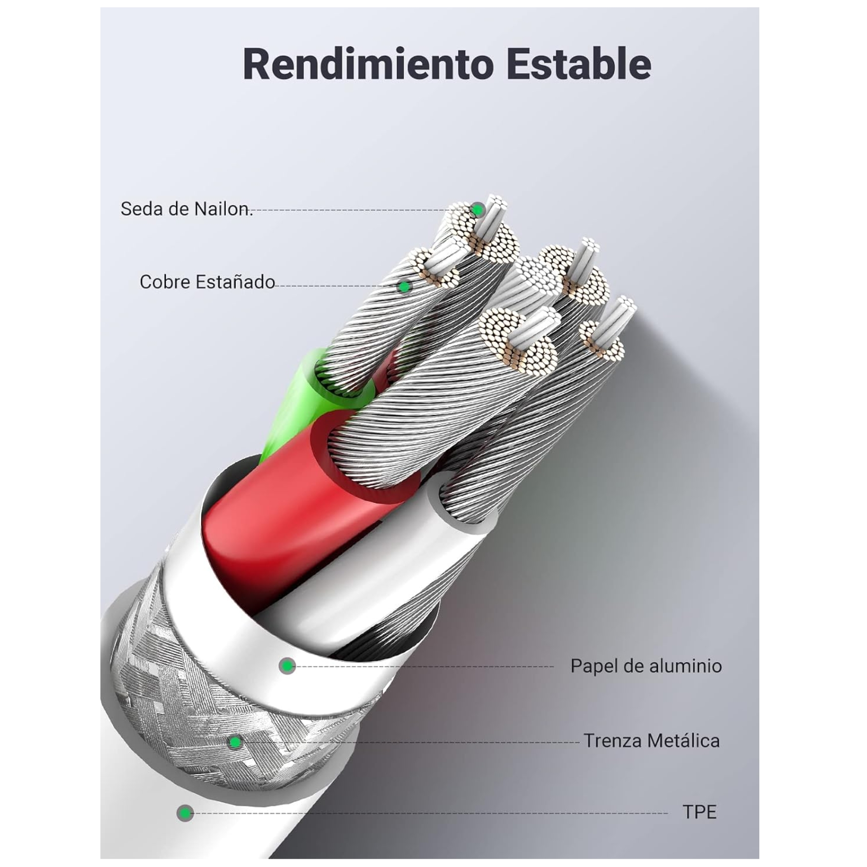 CABLE UGREEN USB A TYPE C 3A CABLE CARGA RÁPIDA 1 METRO - 7