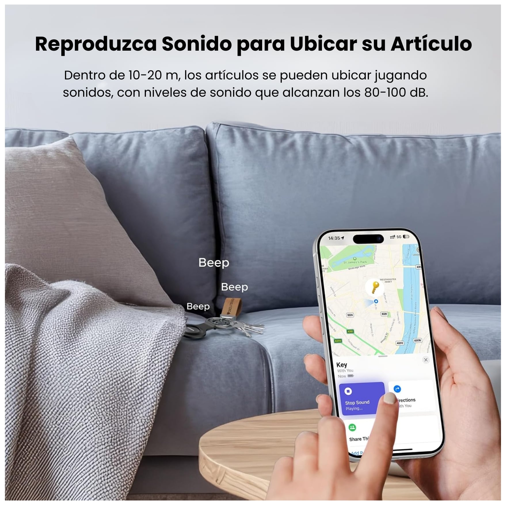 RATREADOR LOCALIZADOR UGREEN BLUETOOTH GPS FINETRACK MINI 2 UGREEN COMPATIBLE CON IOS IPHONE IPAD - 4