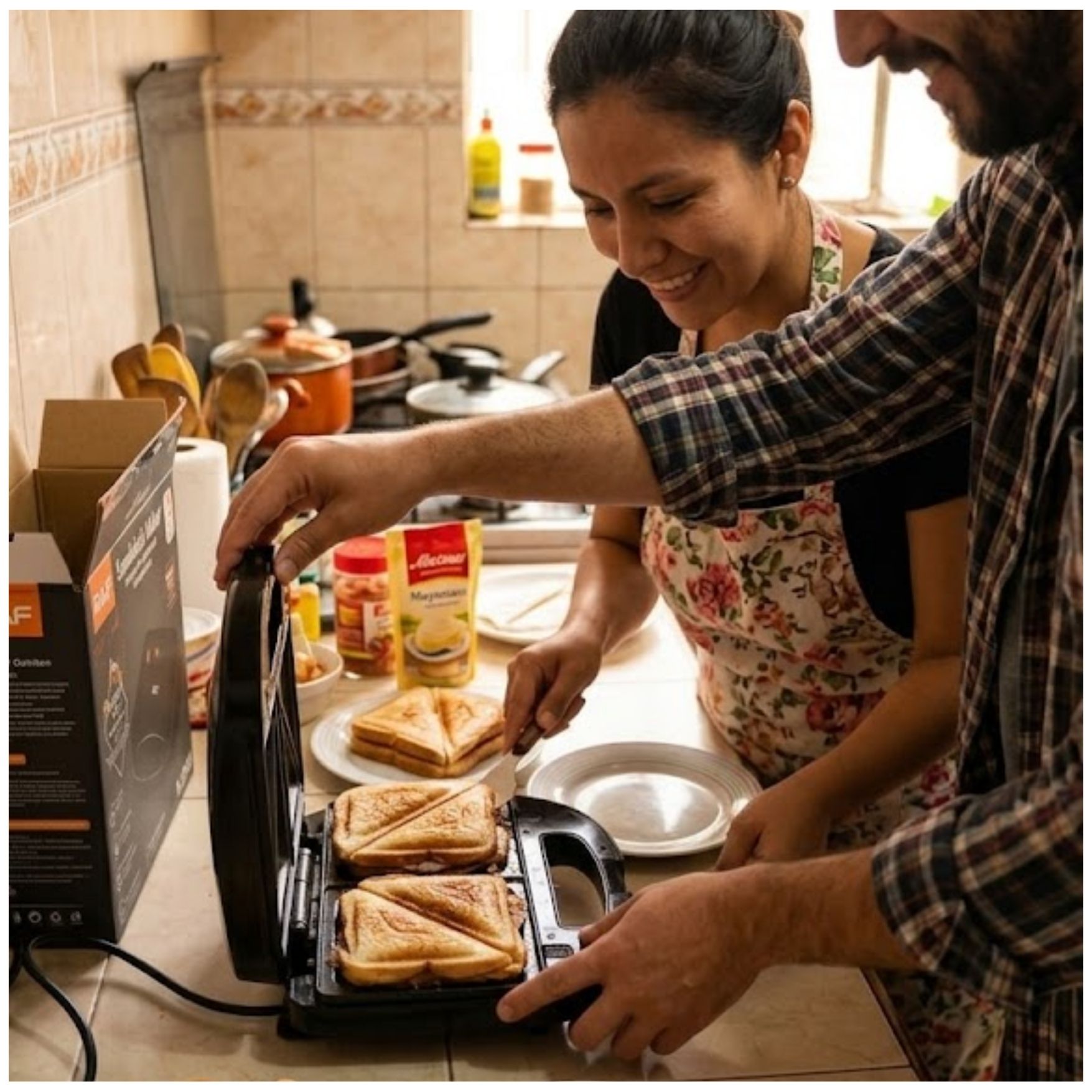 MAQUINA SANDWICHERA ELECTRICA RAF ANTIADHERENTE 750W DOBLE CARA - 4