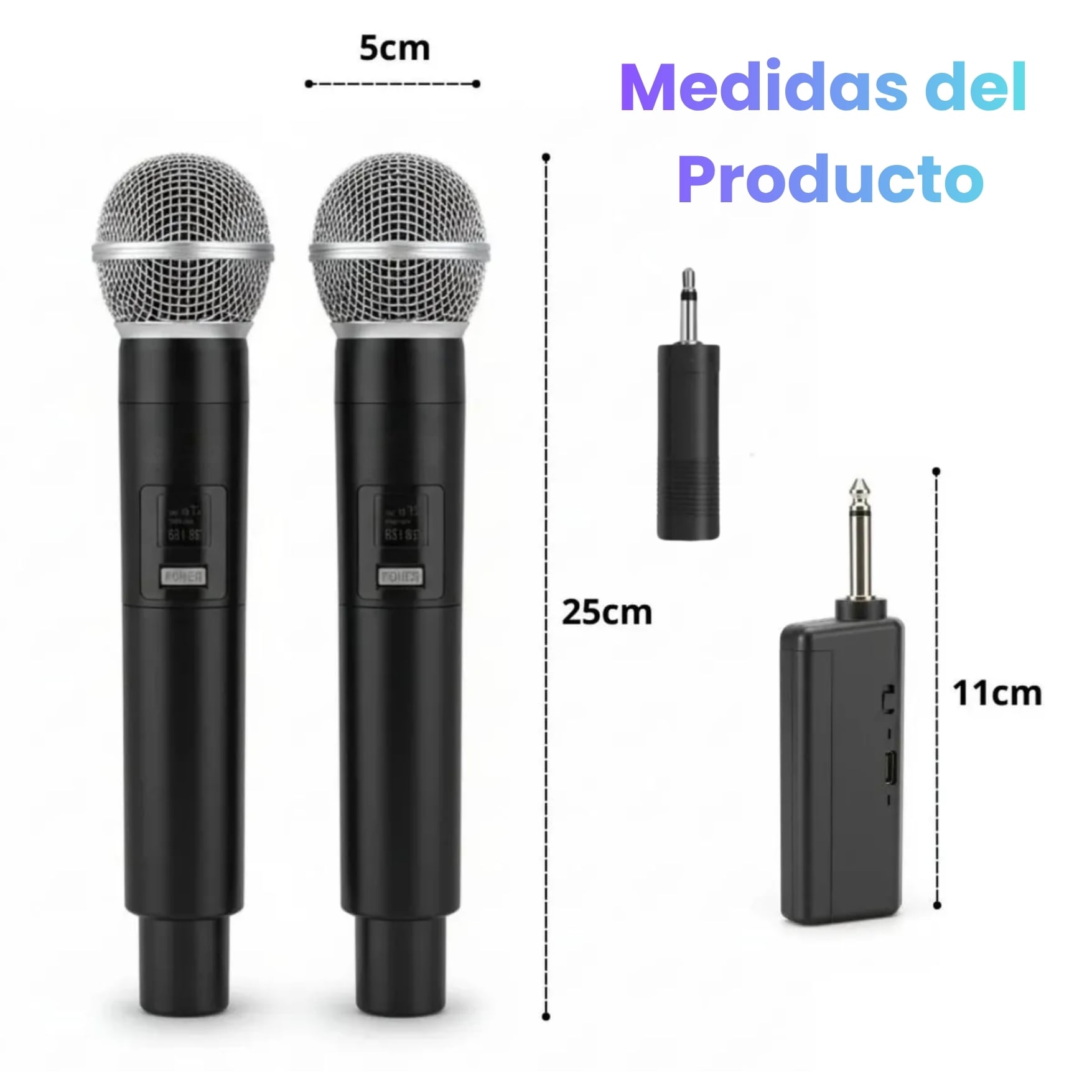 MICRÓFONO INALÁMBRICO PARA ESCENARIO EVENTOS KARAOKE 2 UND DUAL UHF 15M RECARGABLE GREEN - 3