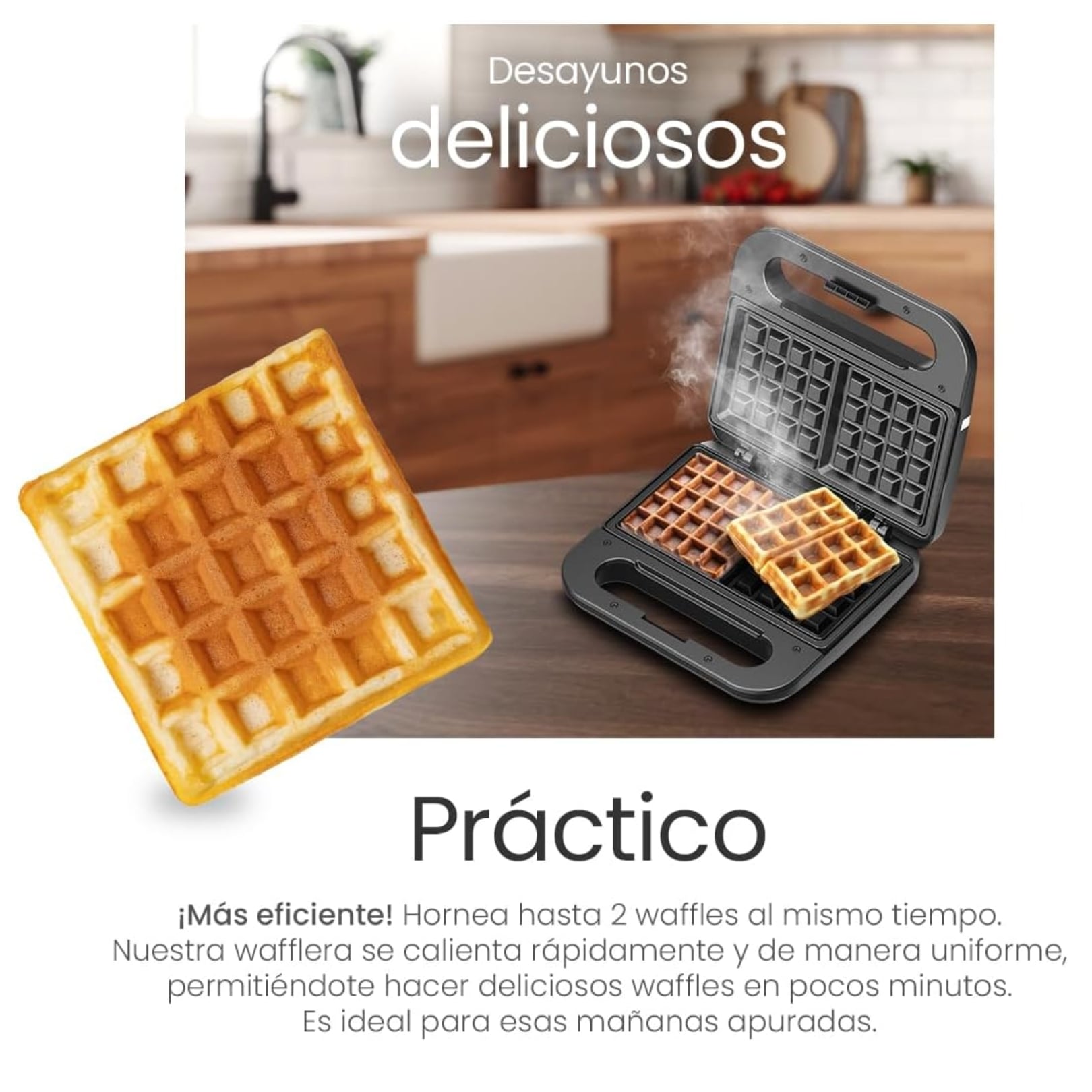 WAFFLERA ELÉCTRICA ANTIADHERENTE 1000W MAQUINA WAFLERA DESAYUNOS JAMAKY - 3