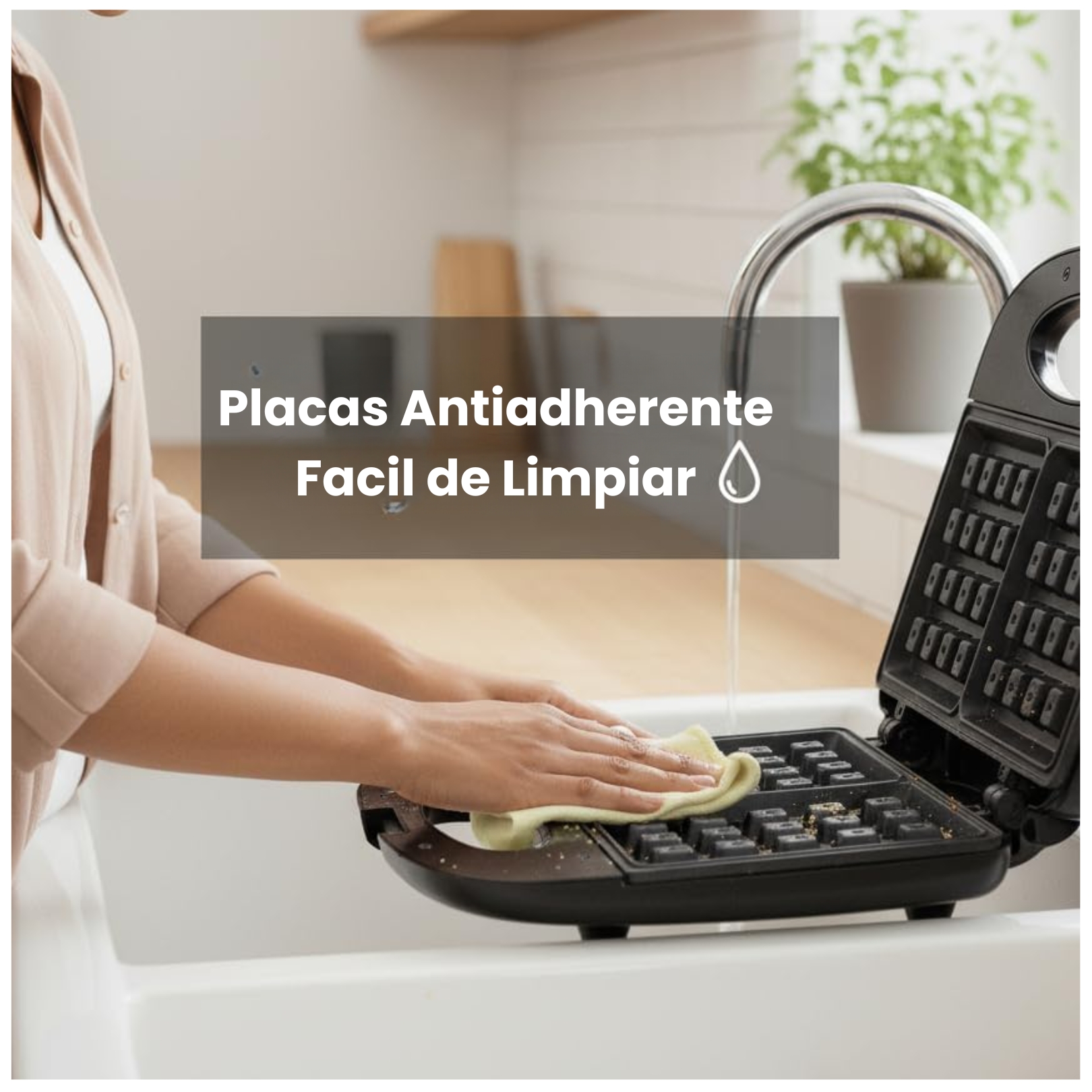 WAFFLERA ELÉCTRICA ANTIADHERENTE 1000W MAQUINA WAFLERA DESAYUNOS JAMAKY - 4