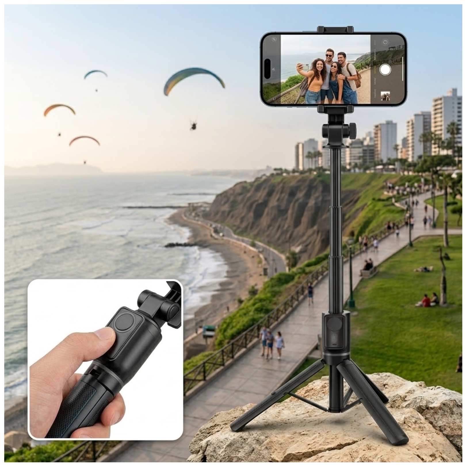 PALO SELFIE STICK TRIPODE EXTRA LARGO CONTROL BLUETOOTH 170CM TRANSMISIONES  VIVO TIKTOK - 5