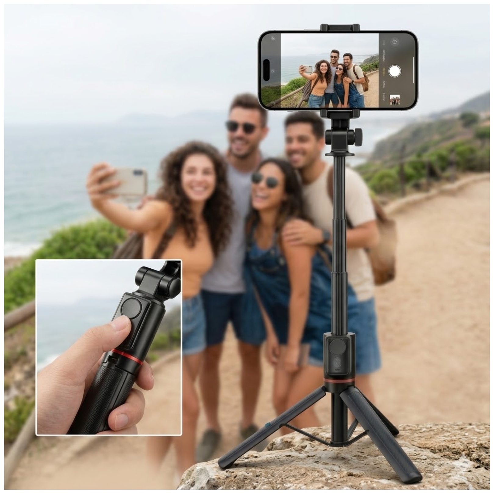 PALO SELFIE STICK TRIPODE EXTRA LARGO CONTROL BLUETOOTH 170CM TRANSMISIONES  VIVO TIKTOK - 6