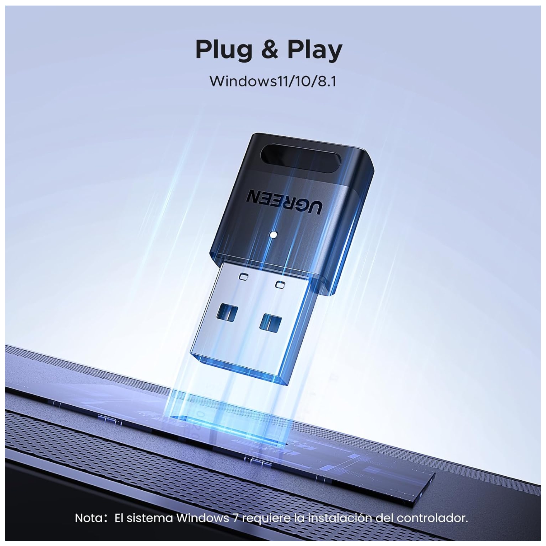 USB ADAPTADOR BLUETOOTH 6,0 UGREEN USB PARA PC DONGLE - 75073 COMPATIBLE TECLADO MOUSE AUDIFONOS - 3