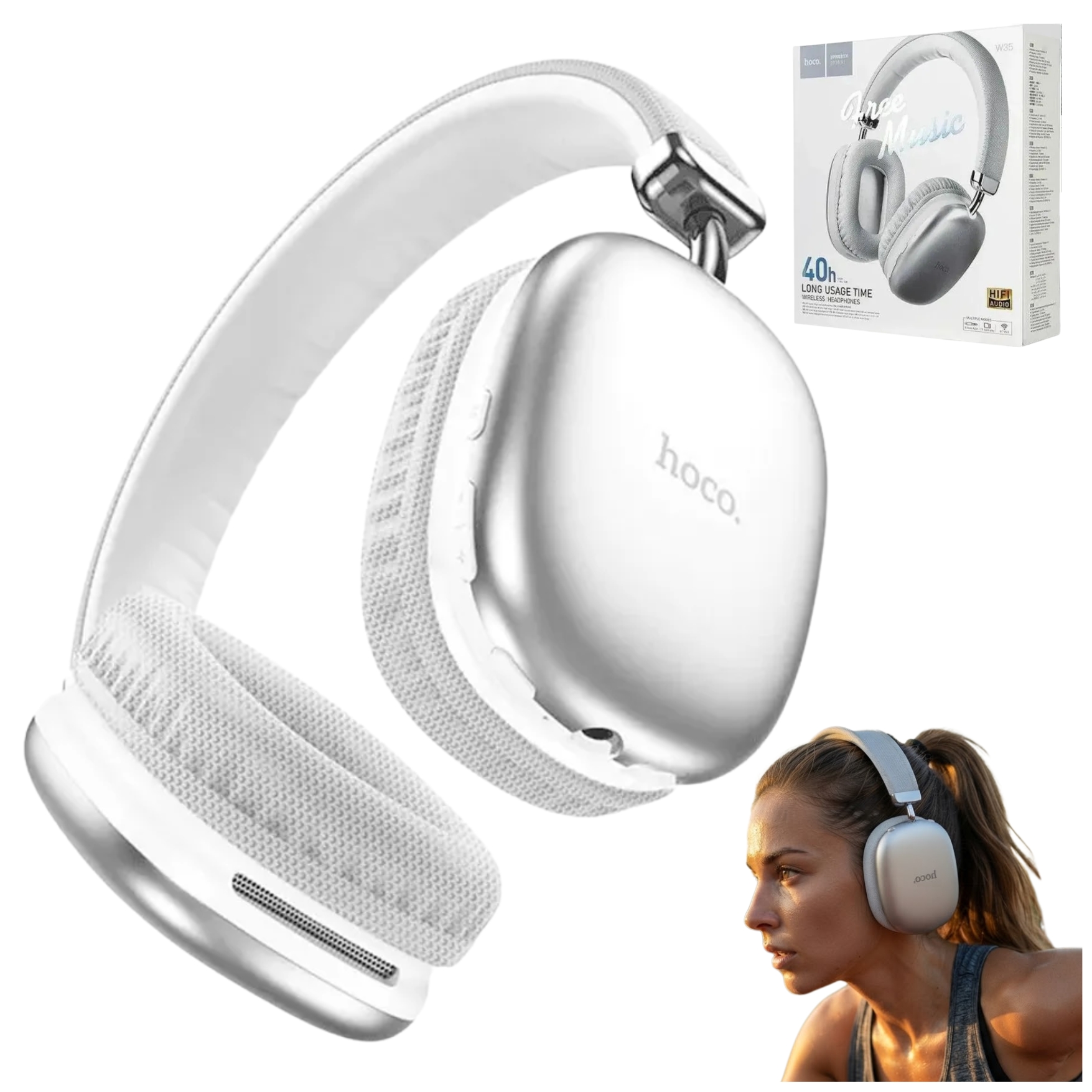 AUDIFONO INALAMBRICO BLUETOOTH HOCO W35 OVER-EAR 40 HORAS MUSICA SONIDO HIFI, RANURA MICRO SD - 2