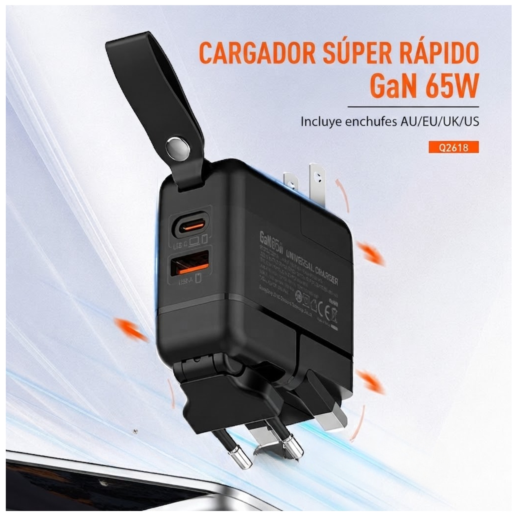 CARGADOR LDNIO CARGA RÁPIDA 65W GAN CON ADAPTADOR UNIVERSAL VIAJERO PARA LAPTOP MACBOOK COMPACTO - 4