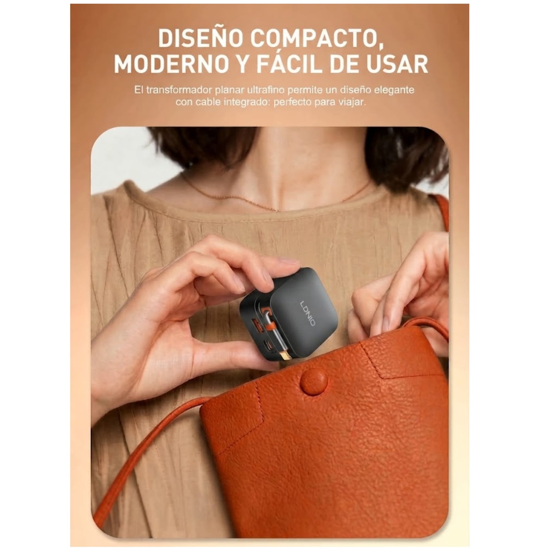 CARGADOR LDNIO GAN 33W, CARGADOR RÁPIDO CON CABLE RETRÁCTIL PARA HONOR IPHONE IPAD XIAOMI SAMSUNG - 4