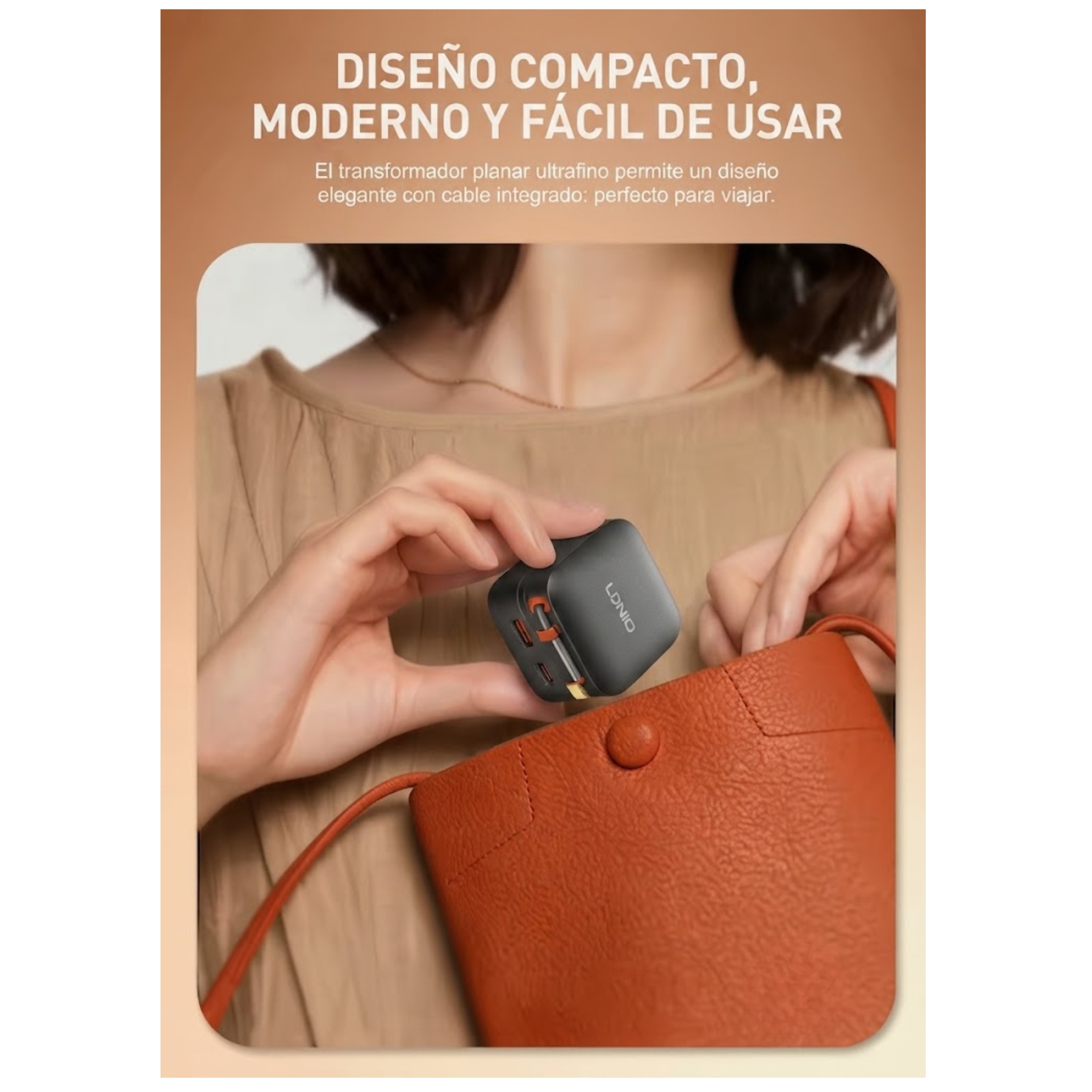 CARGADOR LDNIO GAN 65W , CARGA RÁPIDA TURBO CON CABLE RETRÁCTIL PARA LAPTOP MACBOOK - 6