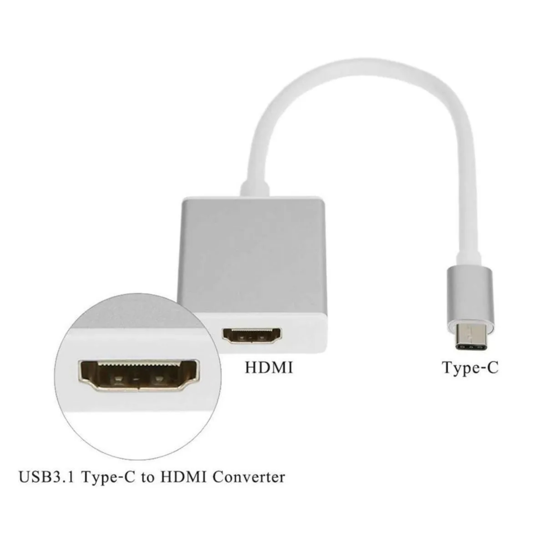 ADAPTADOR TYPE C A HDMI CONVERTIDOR TIPO C A HDMI 4K, CABLE ALTA DEFINICIÓN COMPATIBLE CON MACBOOK PRO Y LAPTOPS - 3