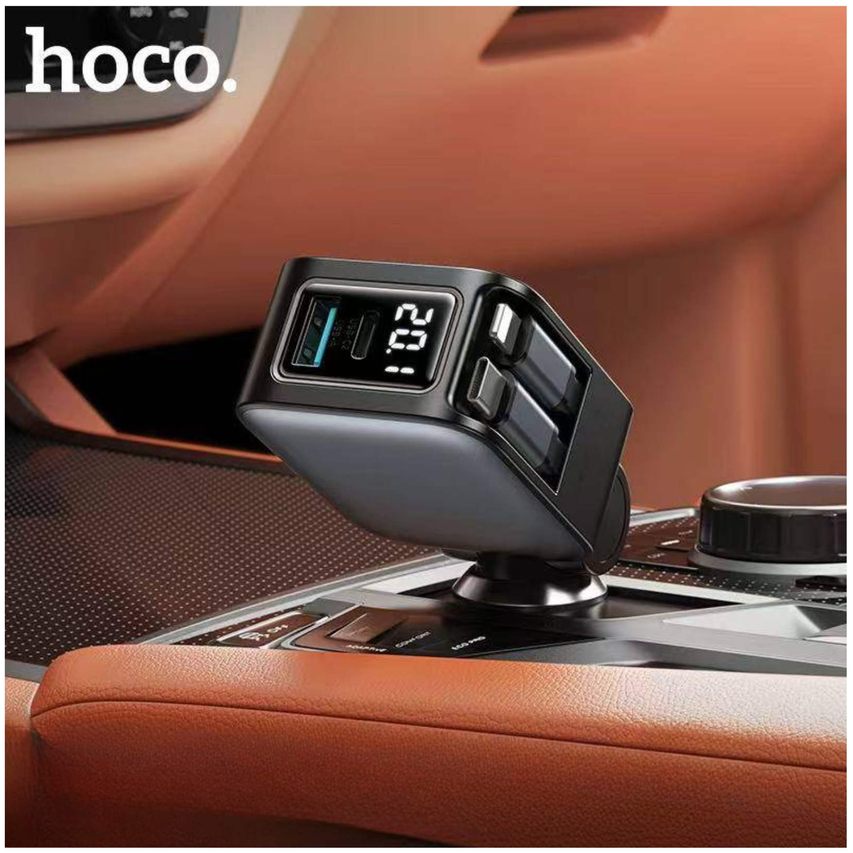 CARGADOR DE AUTO HOCO 60W RETRÁCTIL CARGA RÁPIDA PARA MACBOOK LAPTOP  CELULAR - 3