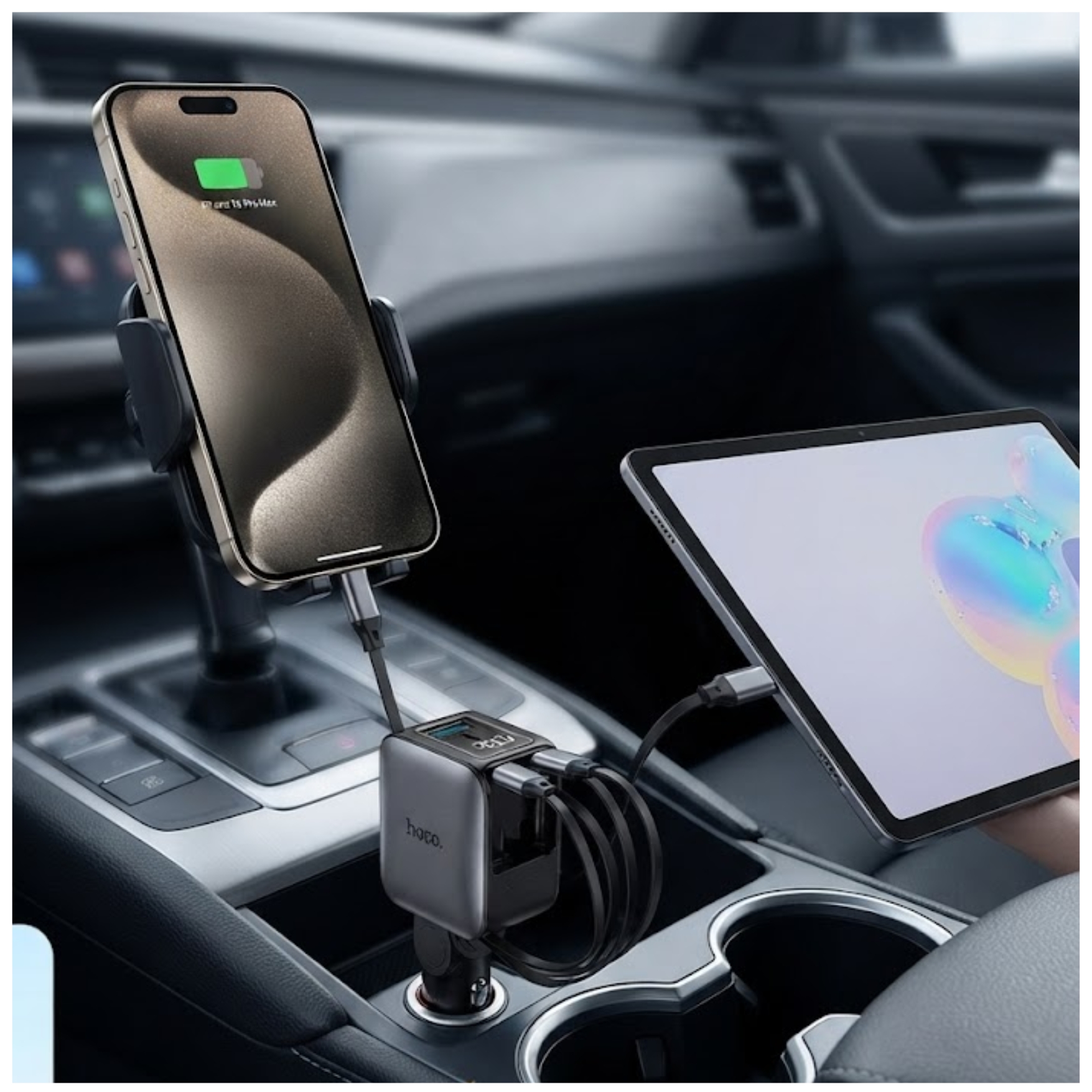 CARGADOR DE AUTO HOCO 60W RETRÁCTIL CARGA RÁPIDA PARA MACBOOK LAPTOP  CELULAR - 4