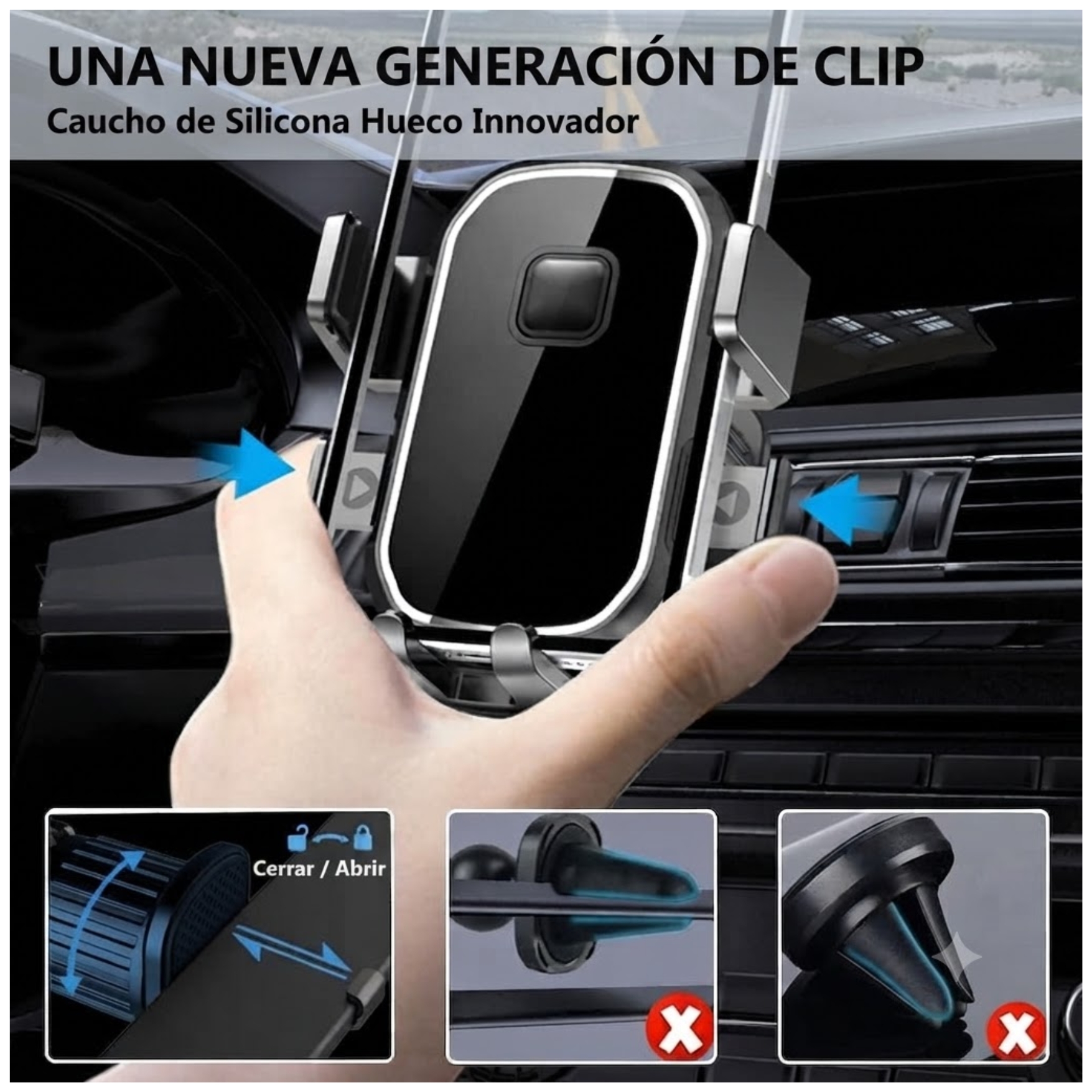 HOLDER DE CELULAR PARA AUTO SOPORTE CELULAR PARA REJILLAS DE AUTO BRYSOON H22 - 2