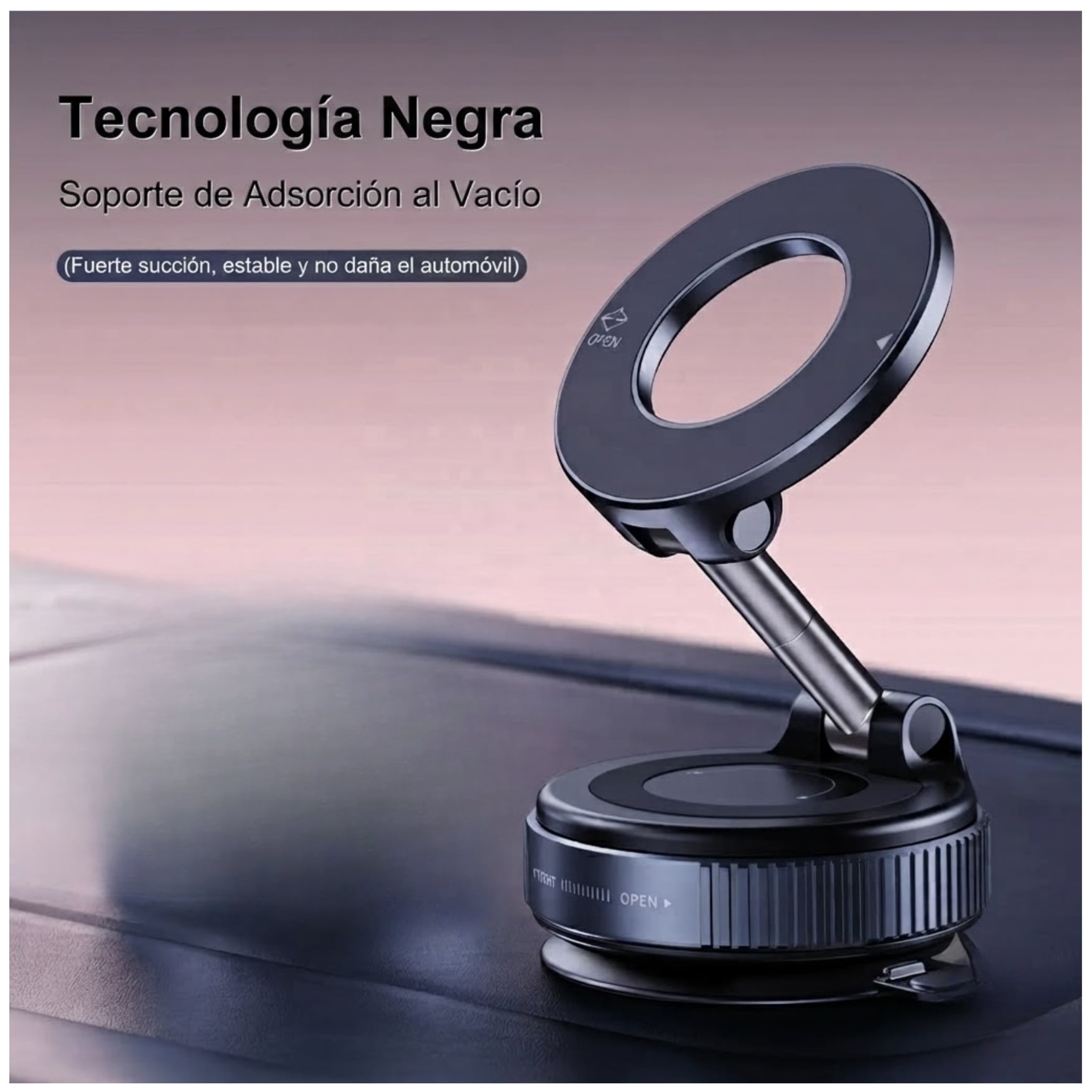 SOPORTE MAGNÉTICO PARA CELULAR HOLDER PARA AUTO AJUSTABLE 360° CON VENTOSA BRYSOON DLA09 - 3