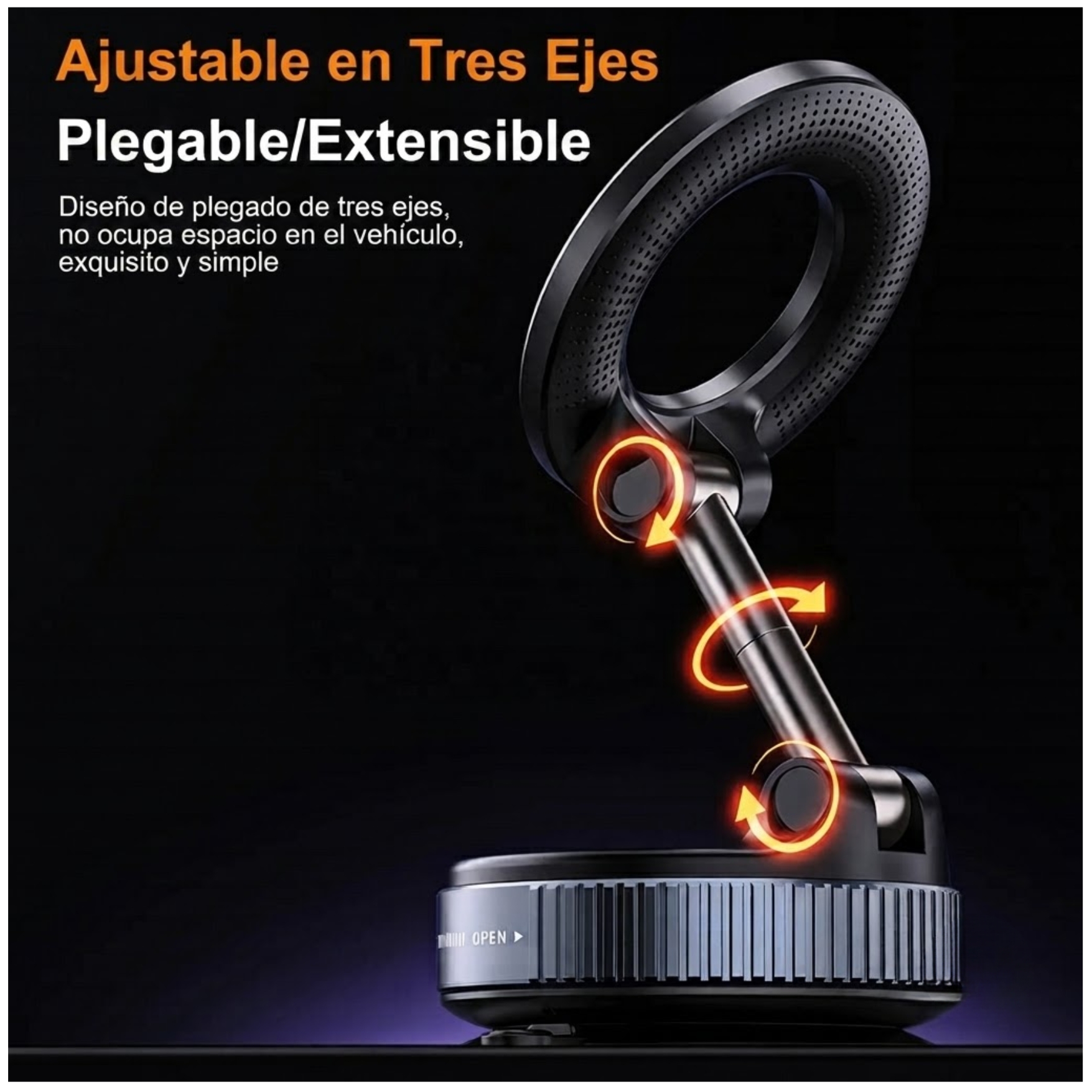 SOPORTE MAGNÉTICO PARA CELULAR HOLDER PARA AUTO AJUSTABLE 360° CON VENTOSA BRYSOON DLA09 - 5
