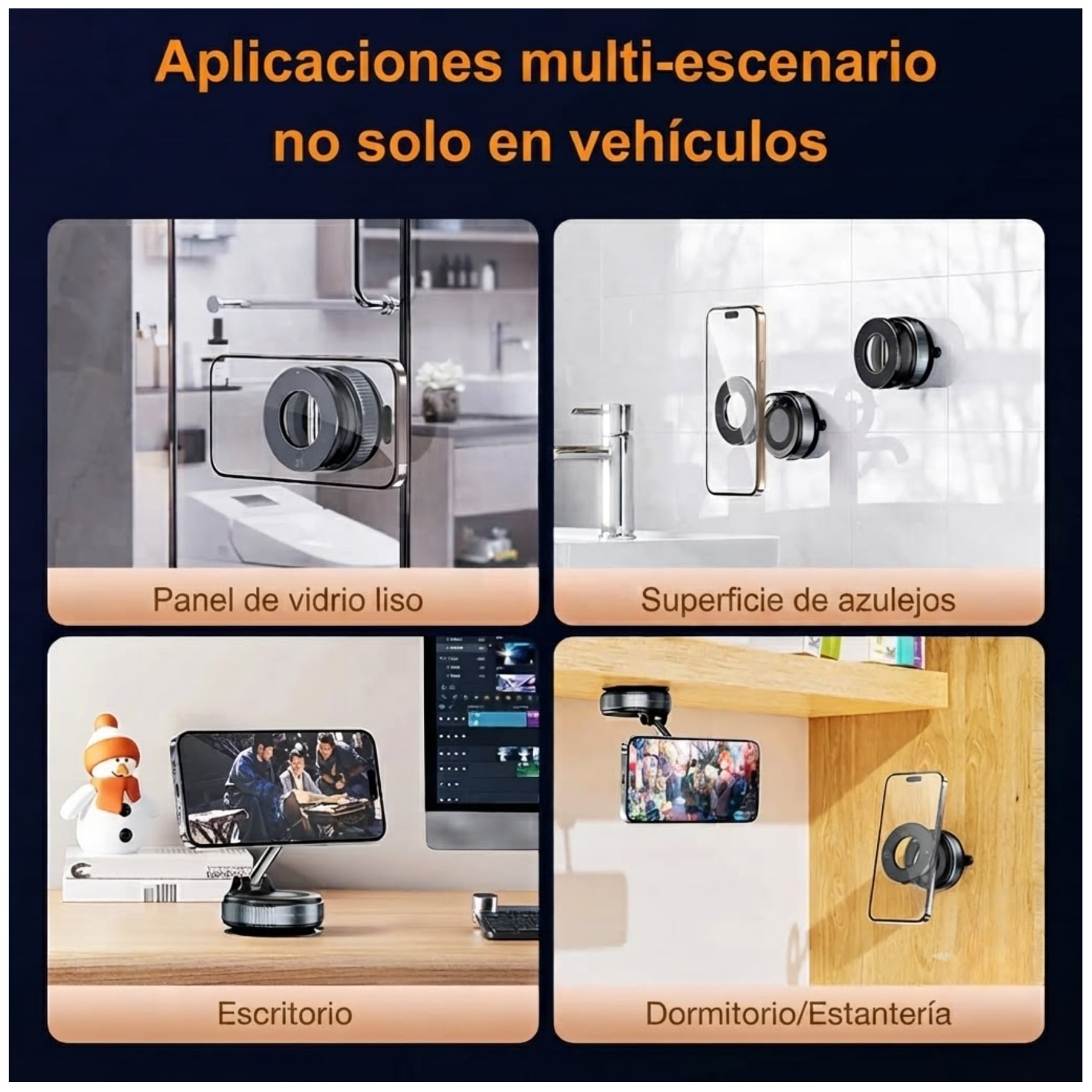 SOPORTE MAGNÉTICO PARA CELULAR HOLDER PARA AUTO AJUSTABLE 360° CON VENTOSA BRYSOON DLA09 - 6