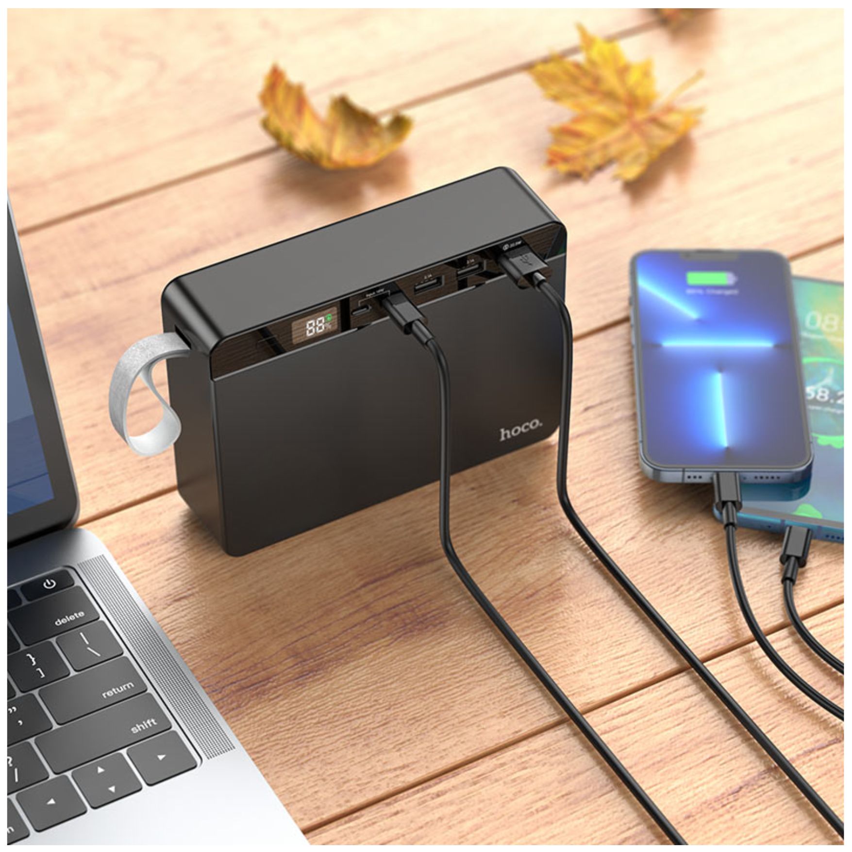 POWER BANK HOCO 50000MAH CARGA RAPIDA 22,5W ESTACION DE CARGA BATERIA PORTATIL PARA IPHONE XIOAMI - 4