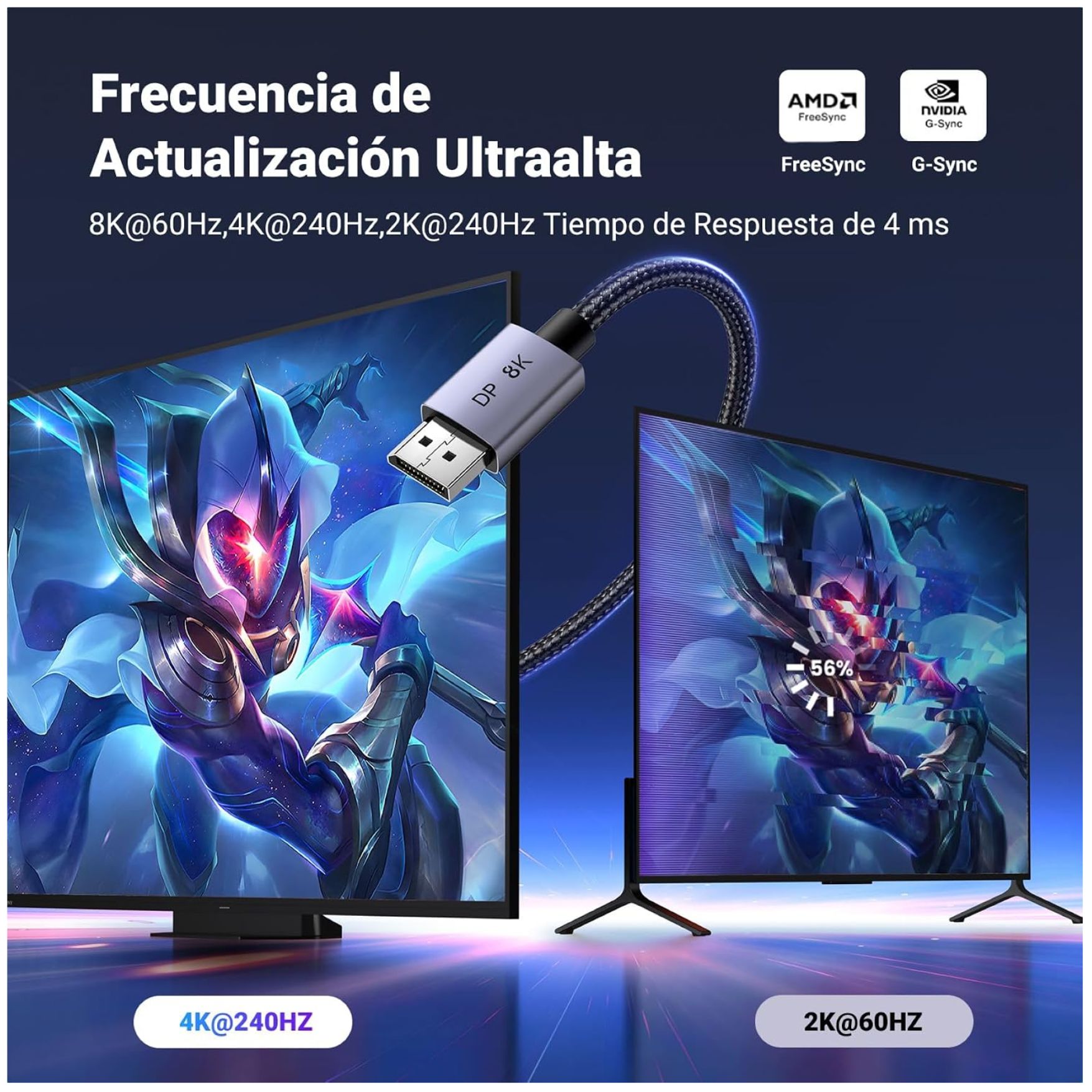 CABLE DISPLAYPORT UGREEN SOPORTA 8K@60HZ, 4K@144HZ/240HZ, 32.4 GBPS CABLE DPI 1M DP120 – 25903 - 4
