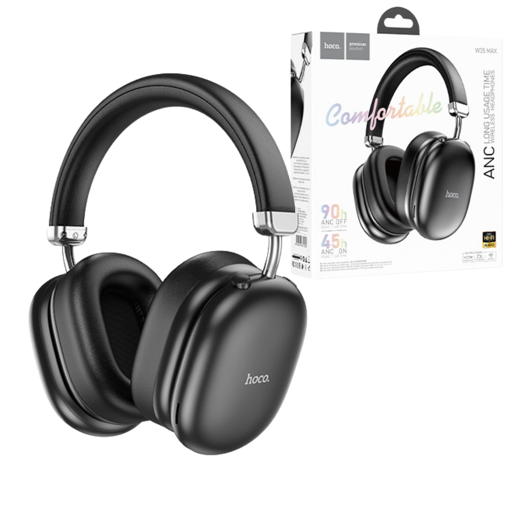 AUDIFONO CON CANCELACIÓN DE RUIDO HOCO W35 MAX ANC CON MICRÓFONO 90H ANC OFF / 45H ANC ON - 2