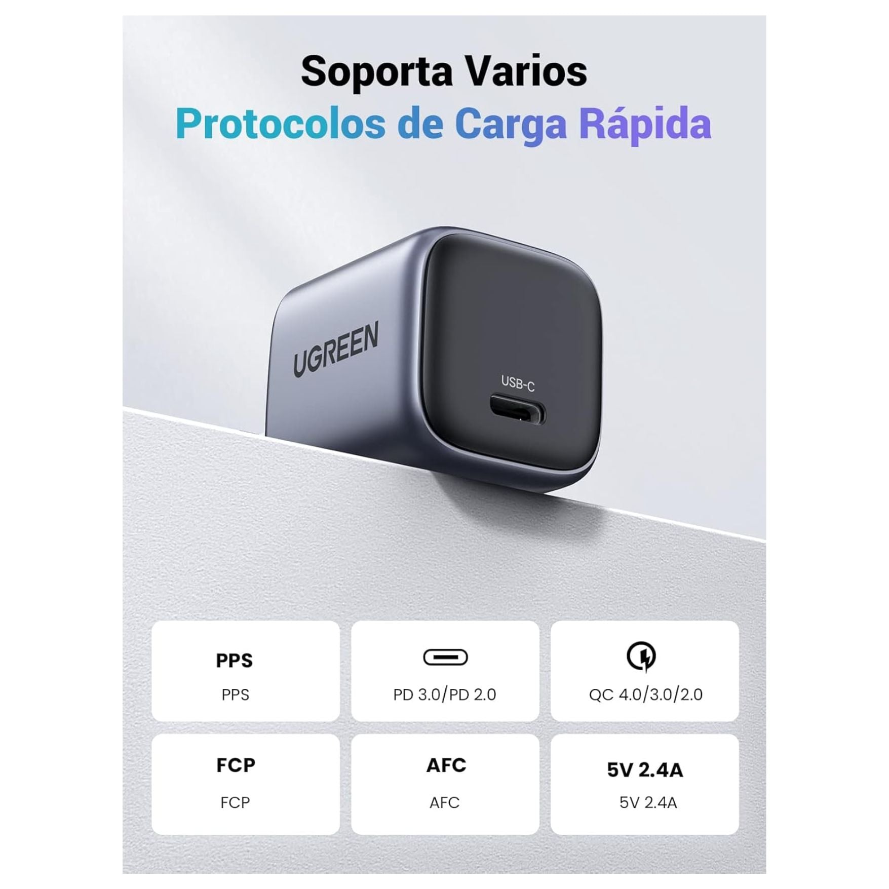 CARGADOR UGREEN TYPE C DE 30W PARA IPHONE 17, IPAD PRO PLEGABLE GAN NEXODE CARGA RAPIDA - 4