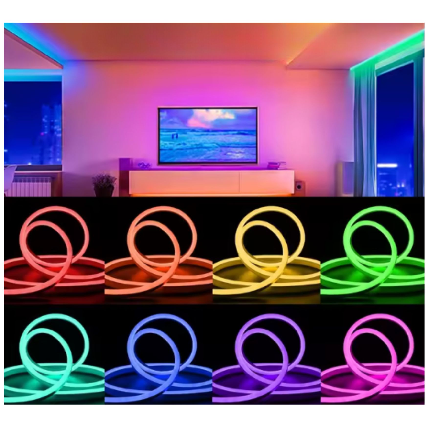 CINTA LUCES NEÓN RGB 5M BLUETOOTH APP RITMO MUSICAL Y CONTROL - 4