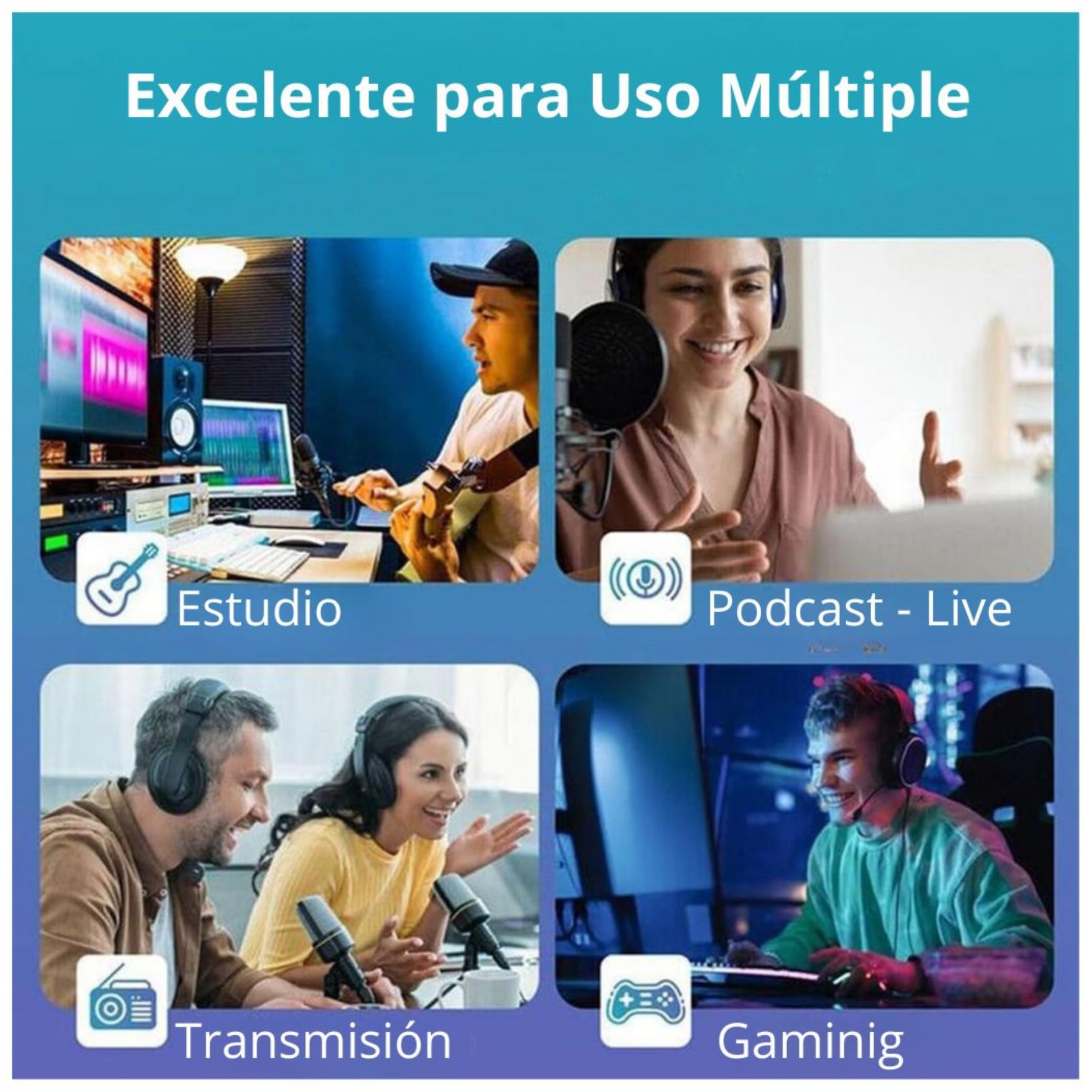 KIT MICROFONO CONDENSADOR CONSOLA MEZCLADORA DE EFECTOS SONIDO TRANSMISIONES EN VIVO F998 - PP646 - 7