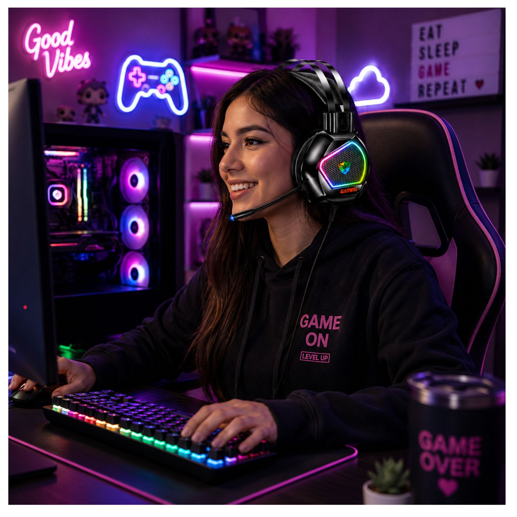 AUDIFONO GAMER CON MICRÓFONO RGB 7.1 USB PARA LAPTOP PC GAMING - 4