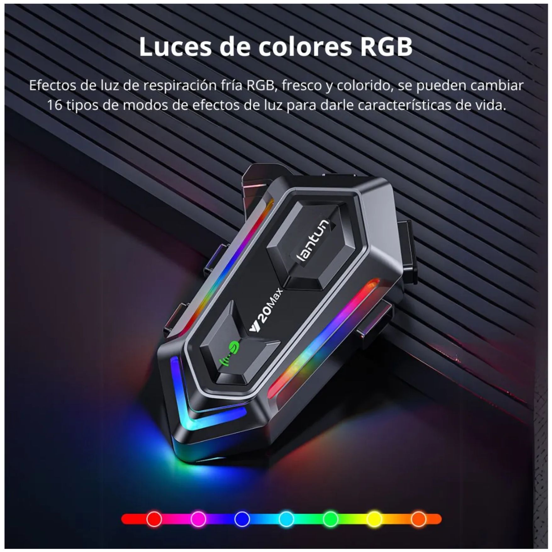 AUDIFONO BLUETOOTH PARA CASCO DE MOTO Y20MAX CON LUZ RGB CON MICRÓFONO - 6