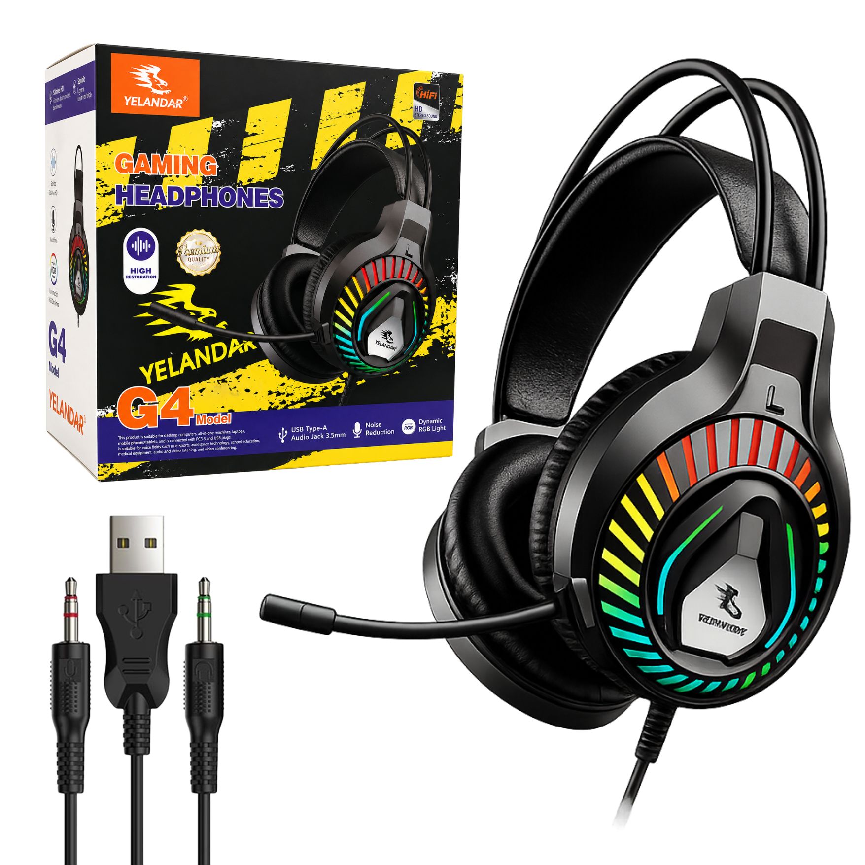 AUDIFONO GAMER CON LUCES RGB Y MICROFONO PARA PC LAPTOP PS4 SWITCH CON ENTRADA JACK 3.5MM - 2